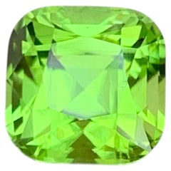 3.00 Carat Natural Loose Apple Green Peridot Cushion Cut Pakistani Gemstone