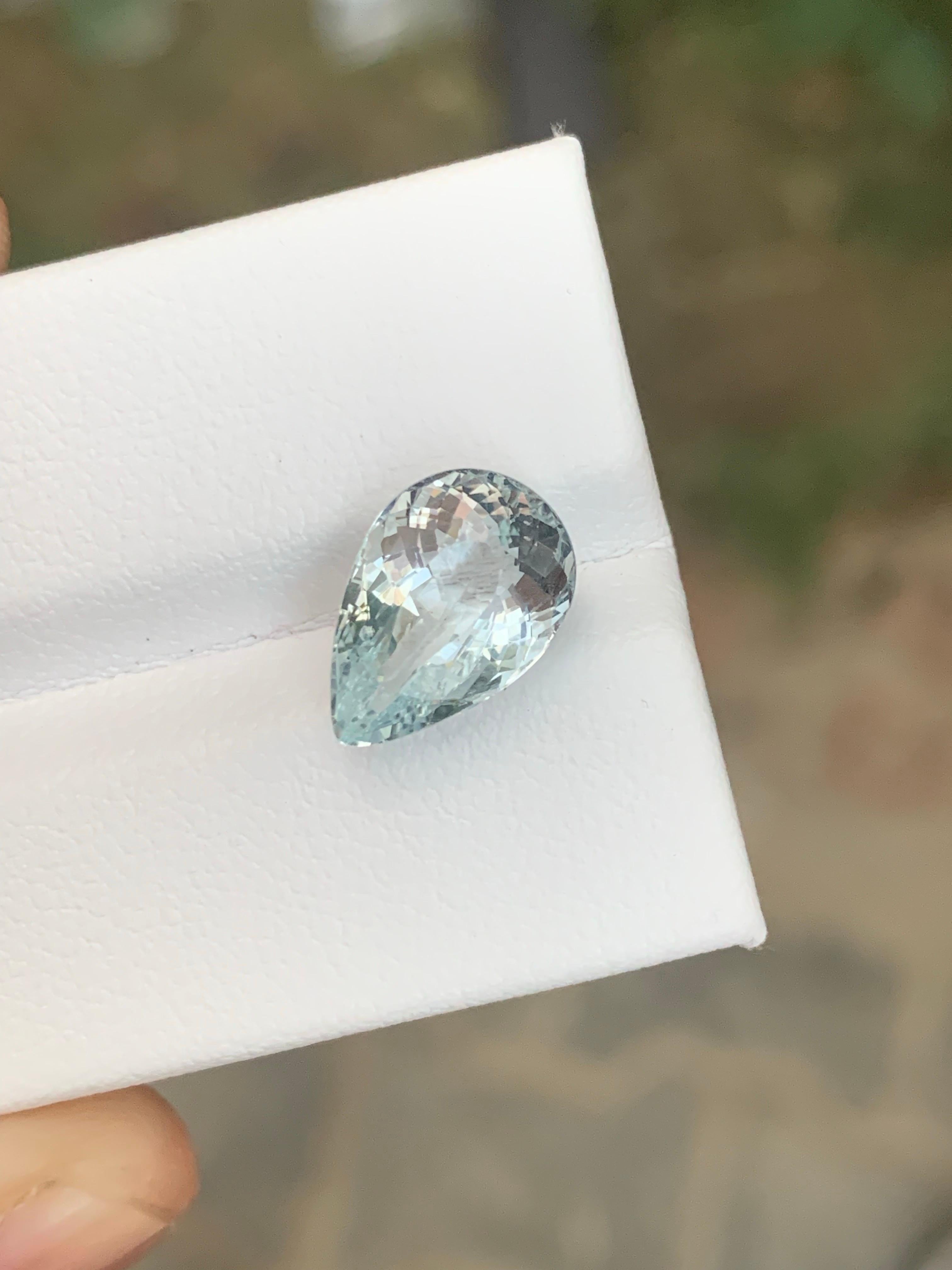 3,00 Karat Natürlicher loser Aquamarin Birnenform Edelstein aus Nigeria im Angebot 5