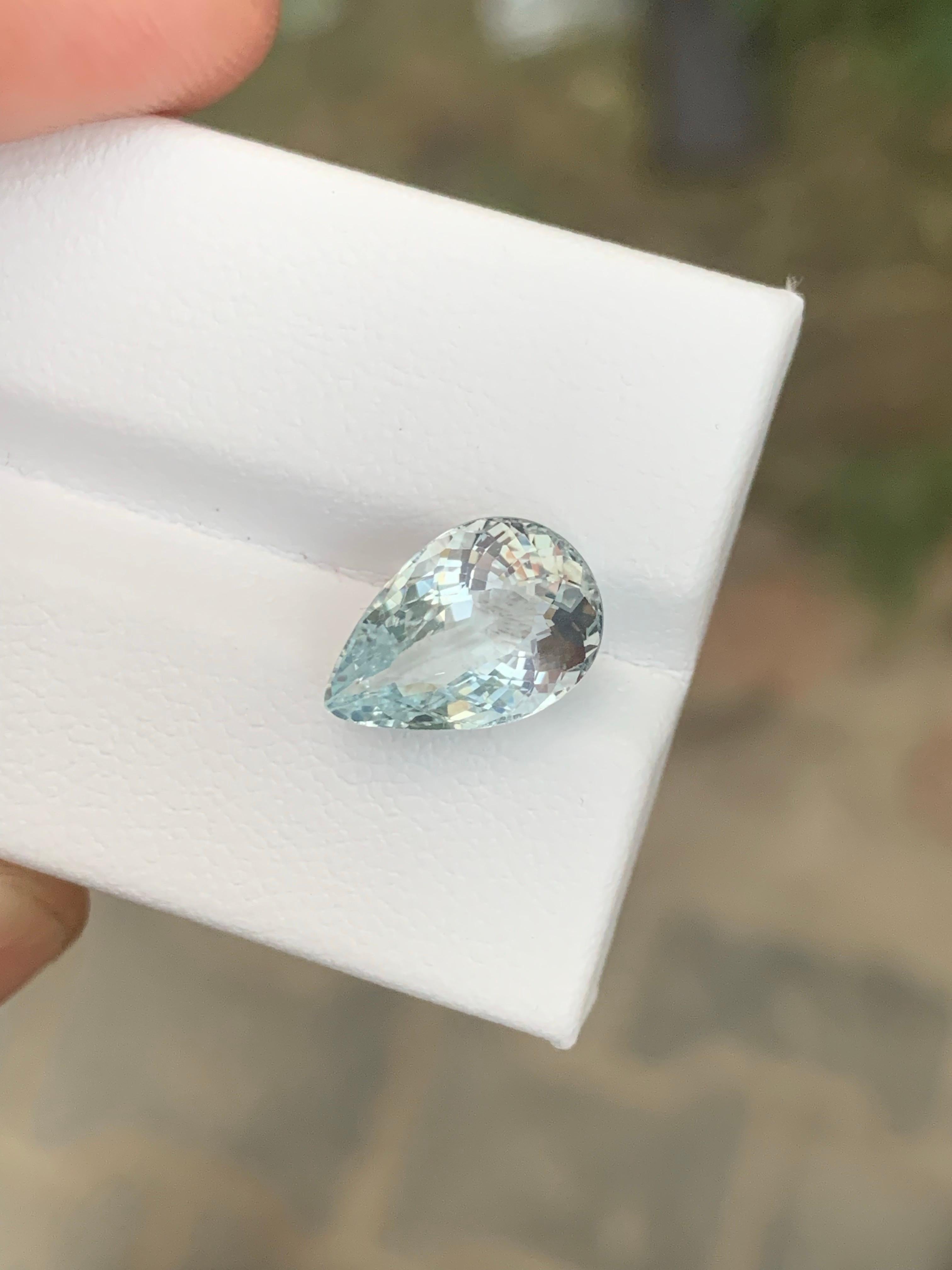 3,00 Karat Natürlicher loser Aquamarin Birnenform Edelstein aus Nigeria (Arts and Crafts) im Angebot