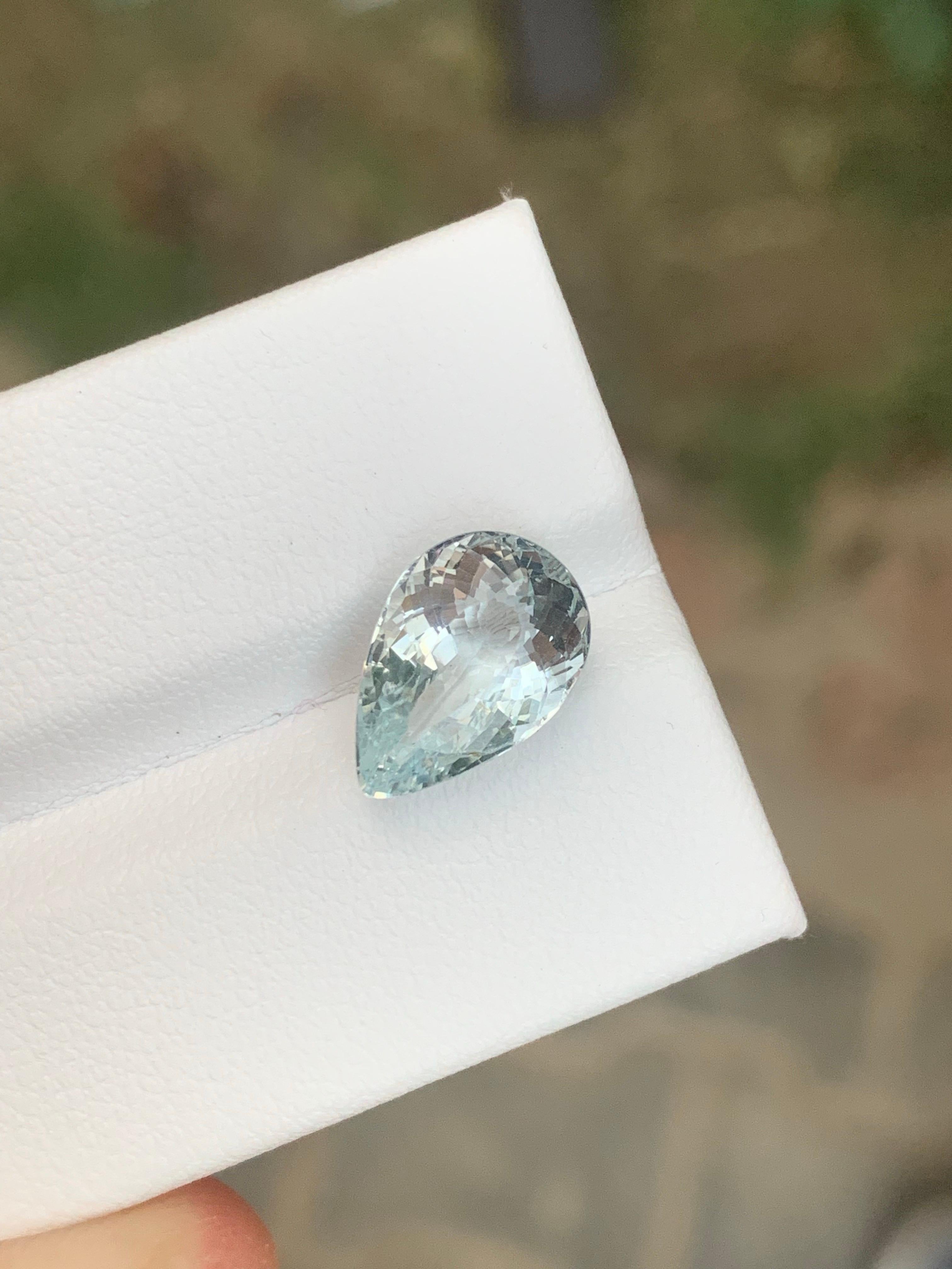 3,00 Karat Natürlicher loser Aquamarin Birnenform Edelstein aus Nigeria im Angebot 1