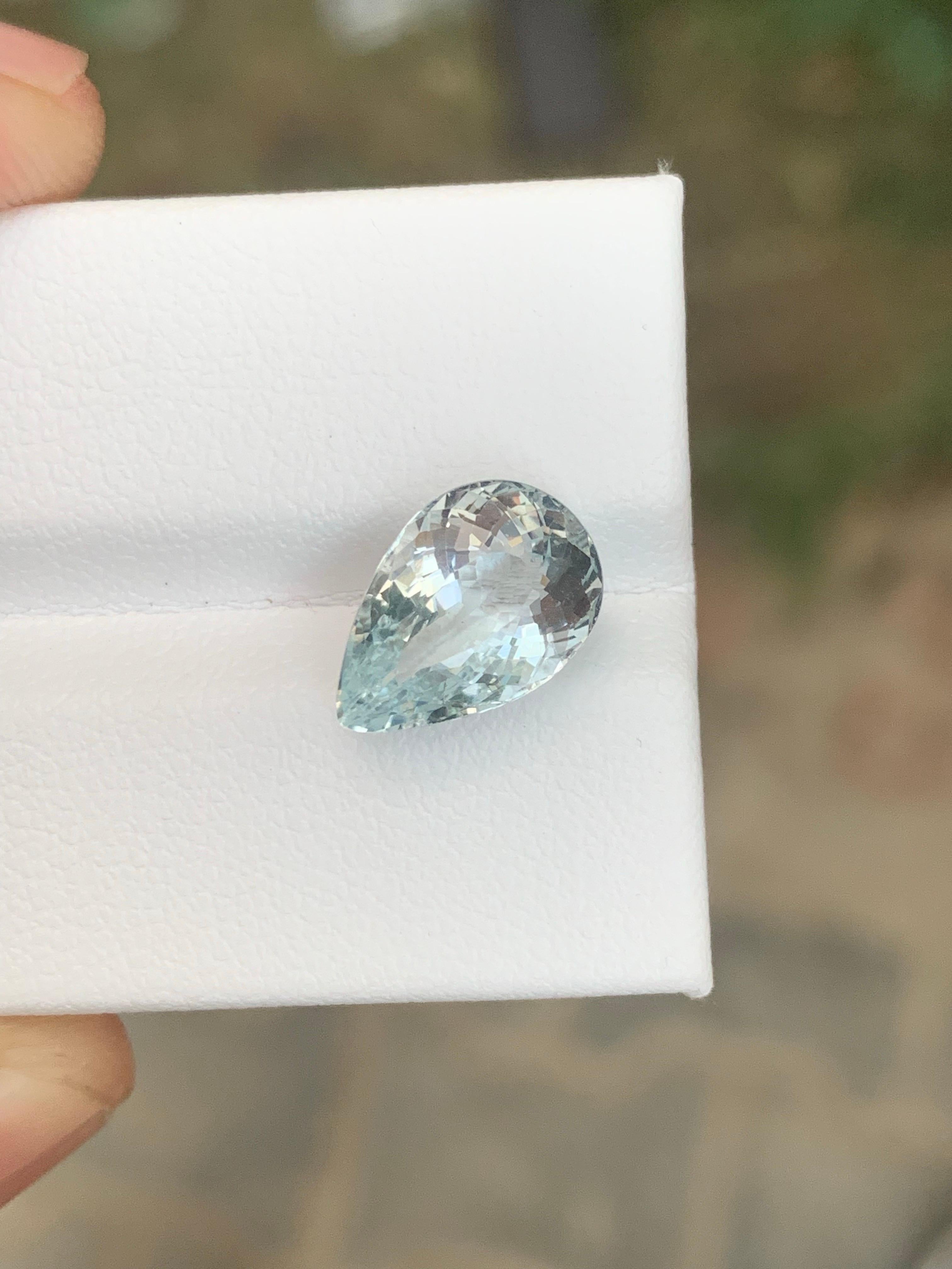 3,00 Karat Natürlicher loser Aquamarin Birnenform Edelstein aus Nigeria im Angebot 2