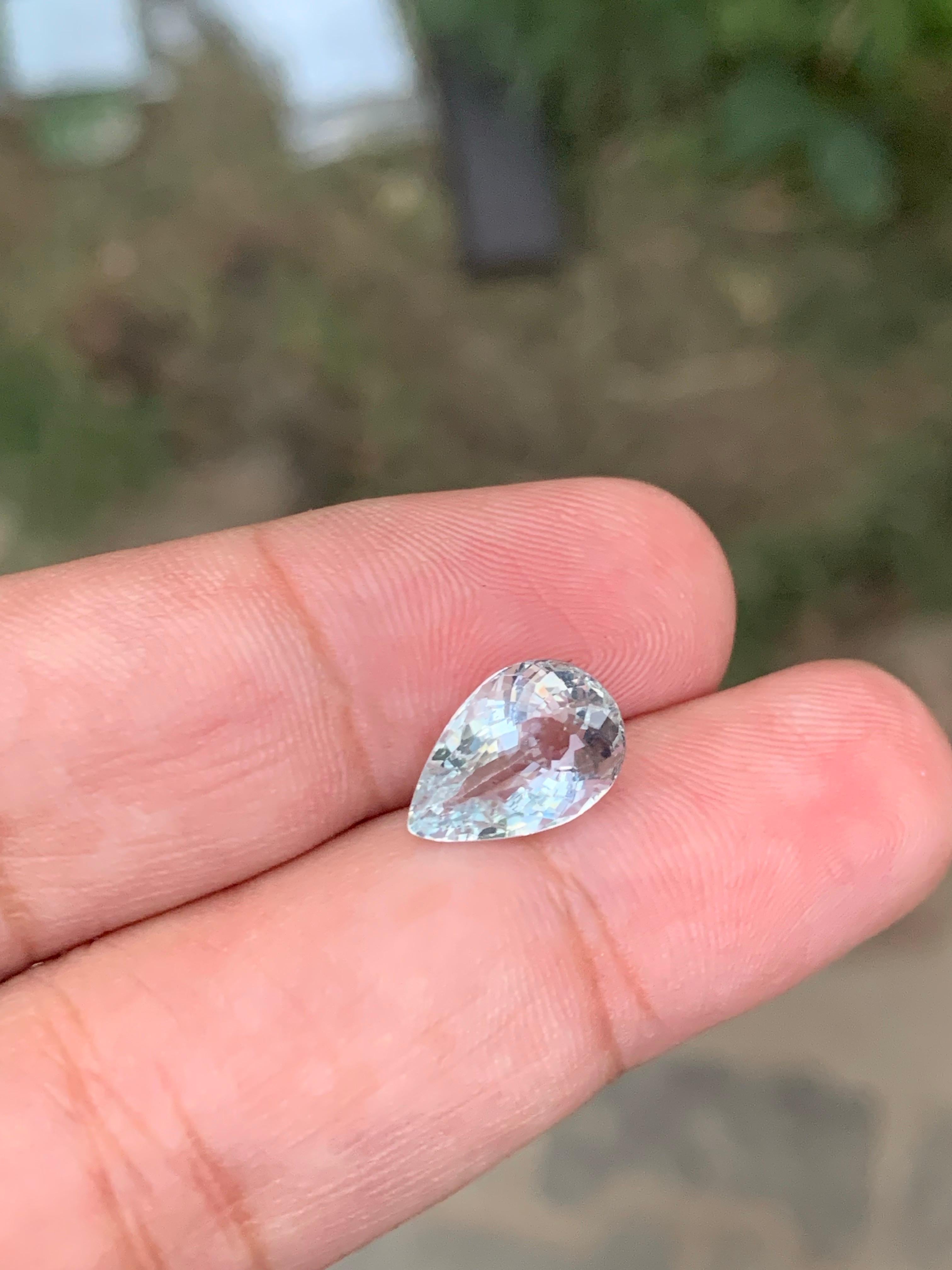 3,00 Karat Natürlicher loser Aquamarin Birnenform Edelstein aus Nigeria im Angebot 3