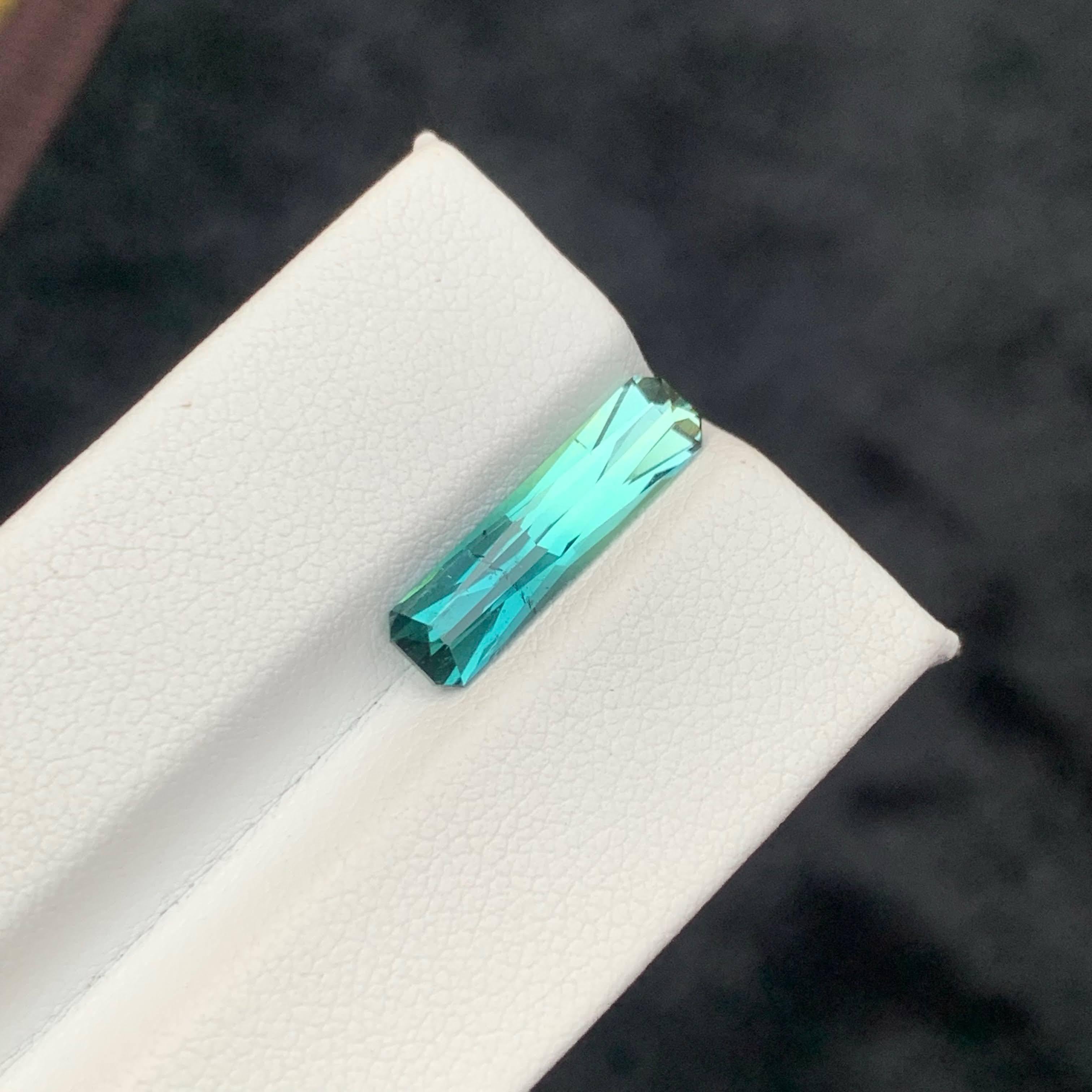 Modern 3.00 Carat Natural Loose Bi Color Tourmaline Fancy Emerald Cut Afghan Gemstone For Sale