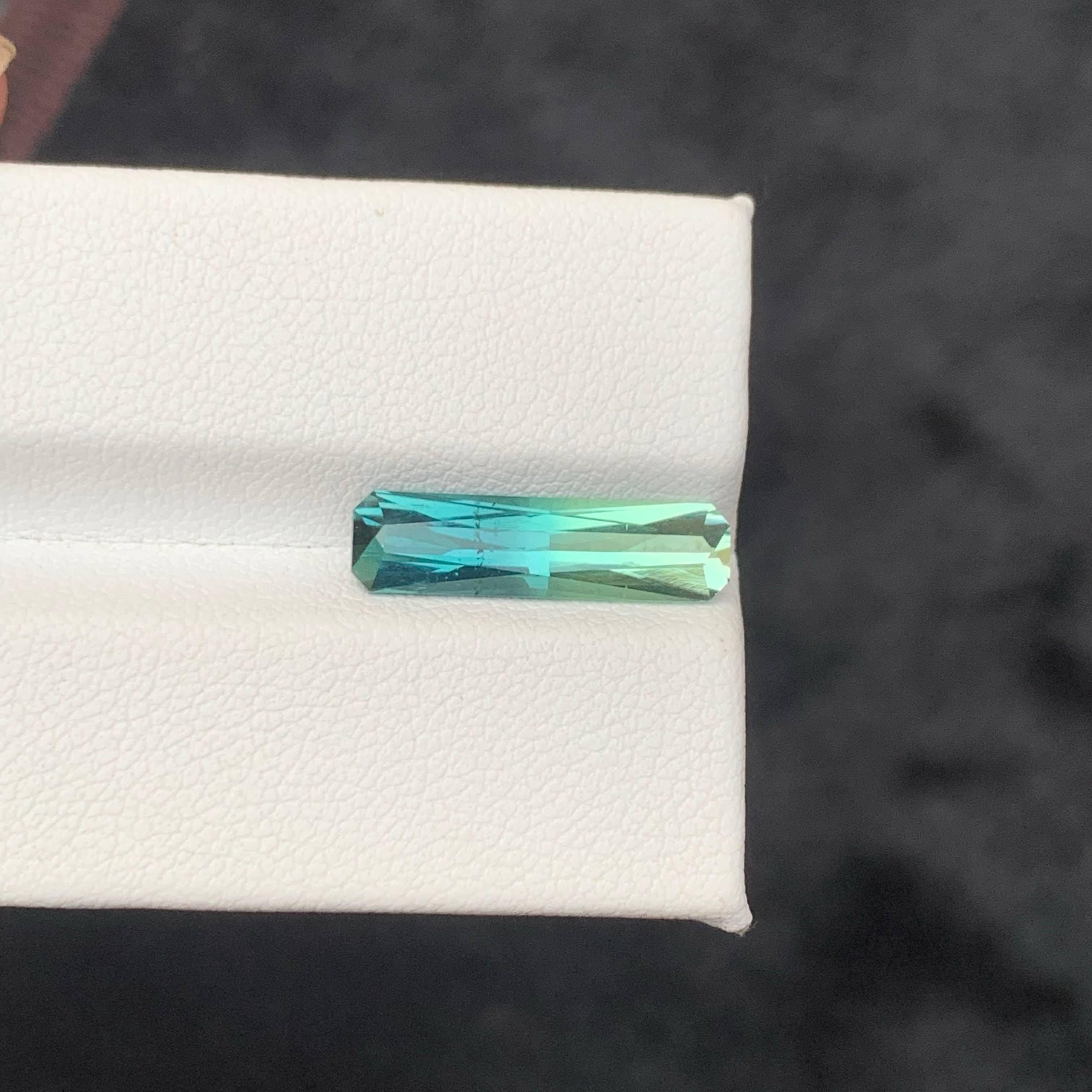 Women's or Men's 3.00 Carat Natural Loose Bi Color Tourmaline Fancy Emerald Cut Afghan Gemstone For Sale