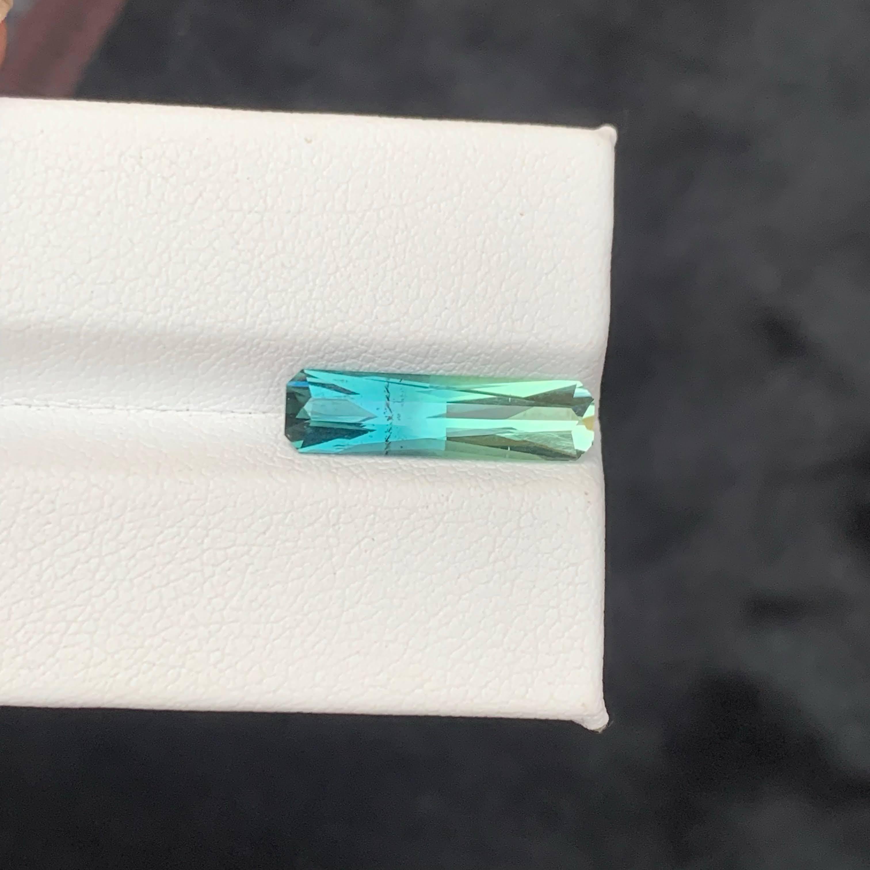 3.00 Carat Natural Loose Bi Color Tourmaline Fancy Emerald Cut Afghan Gemstone For Sale 1