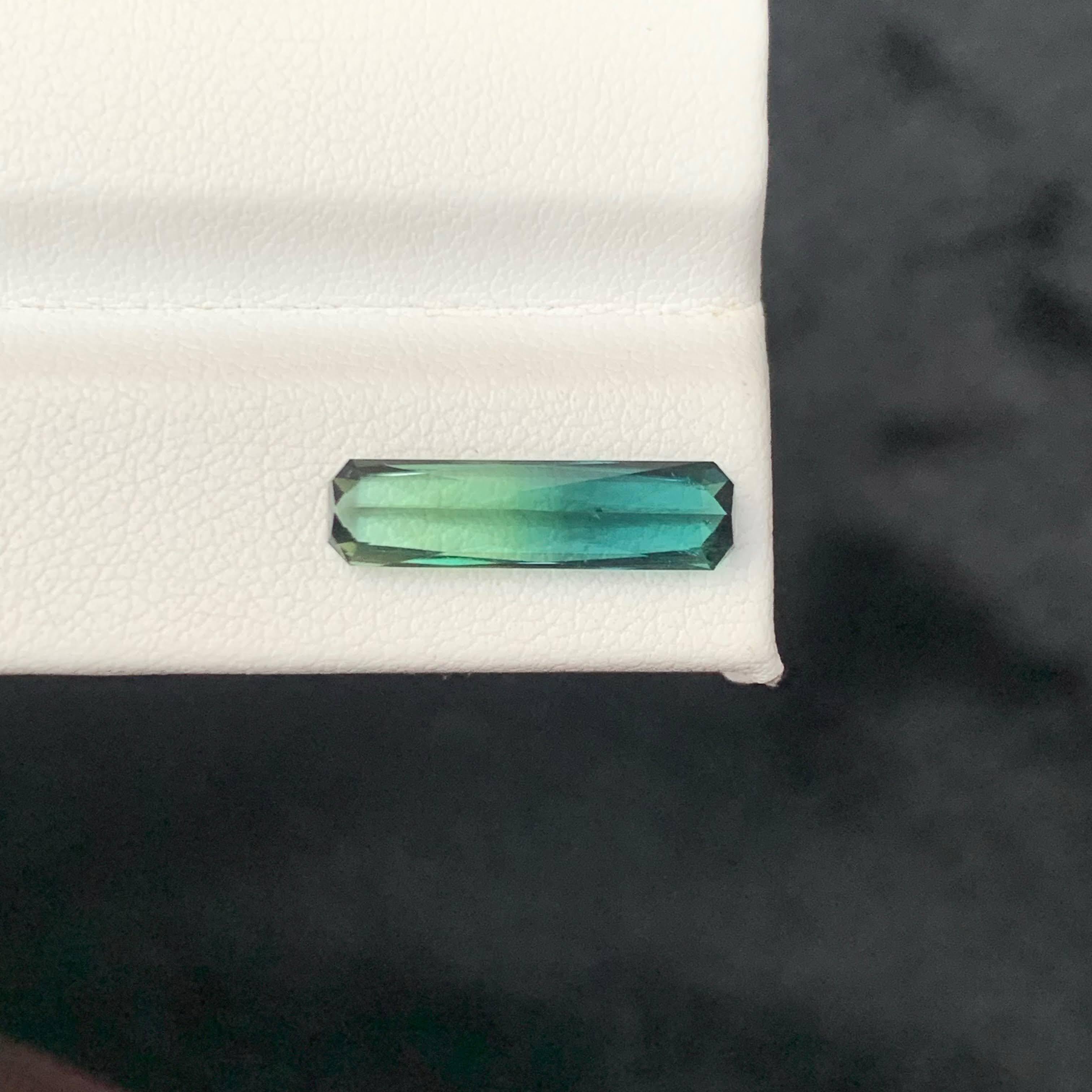 3.00 Carat Natural Loose Bi Color Tourmaline Fancy Emerald Cut Afghan Gemstone For Sale 2