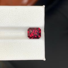 3.00 Carat Natural Loose Bright Red Garnet Stone Emerald Cut Tanzanian Gemstone