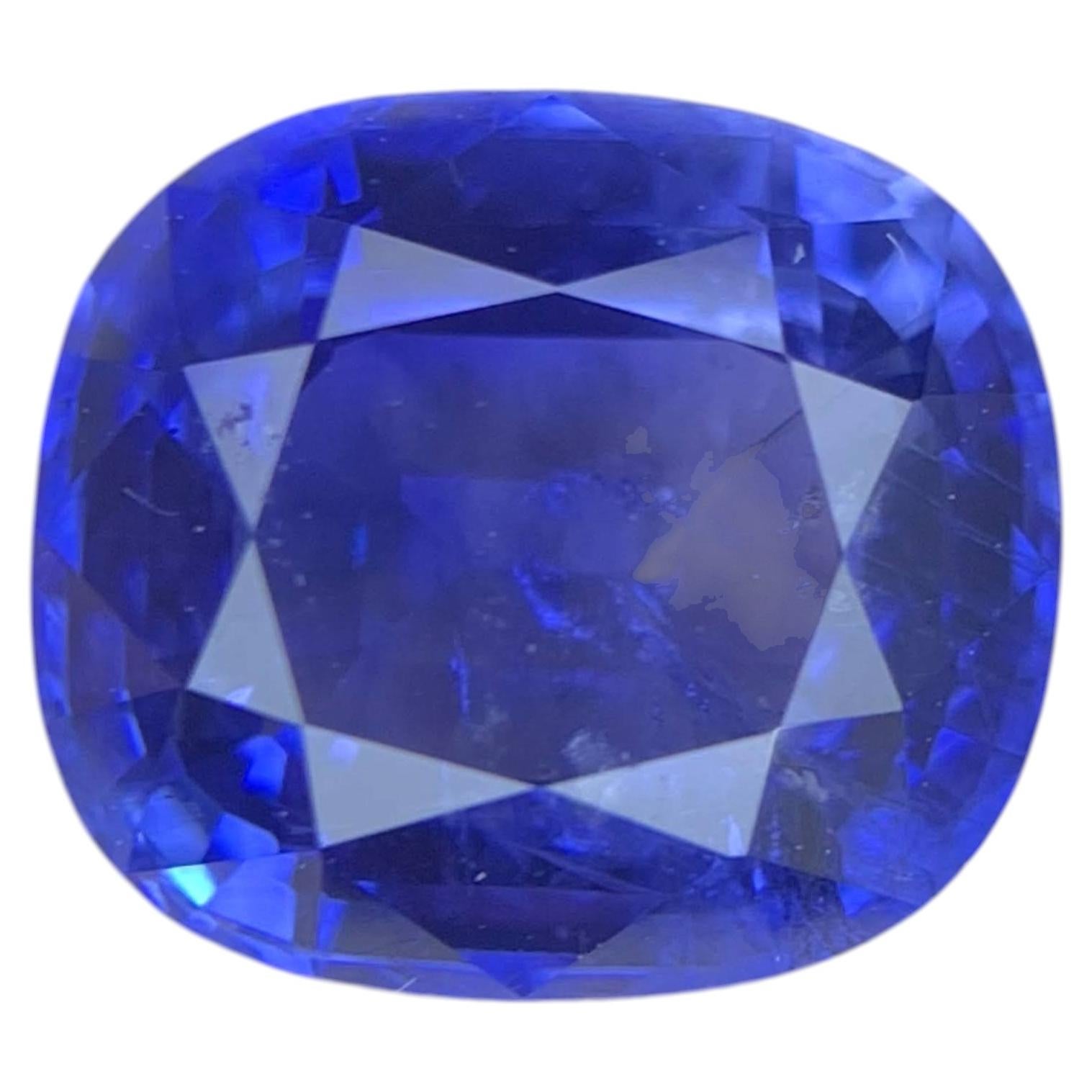 2.98 Carat Natural Certified Cornflower Blue Sapphire Cushion Cut Sri Lankan Gem