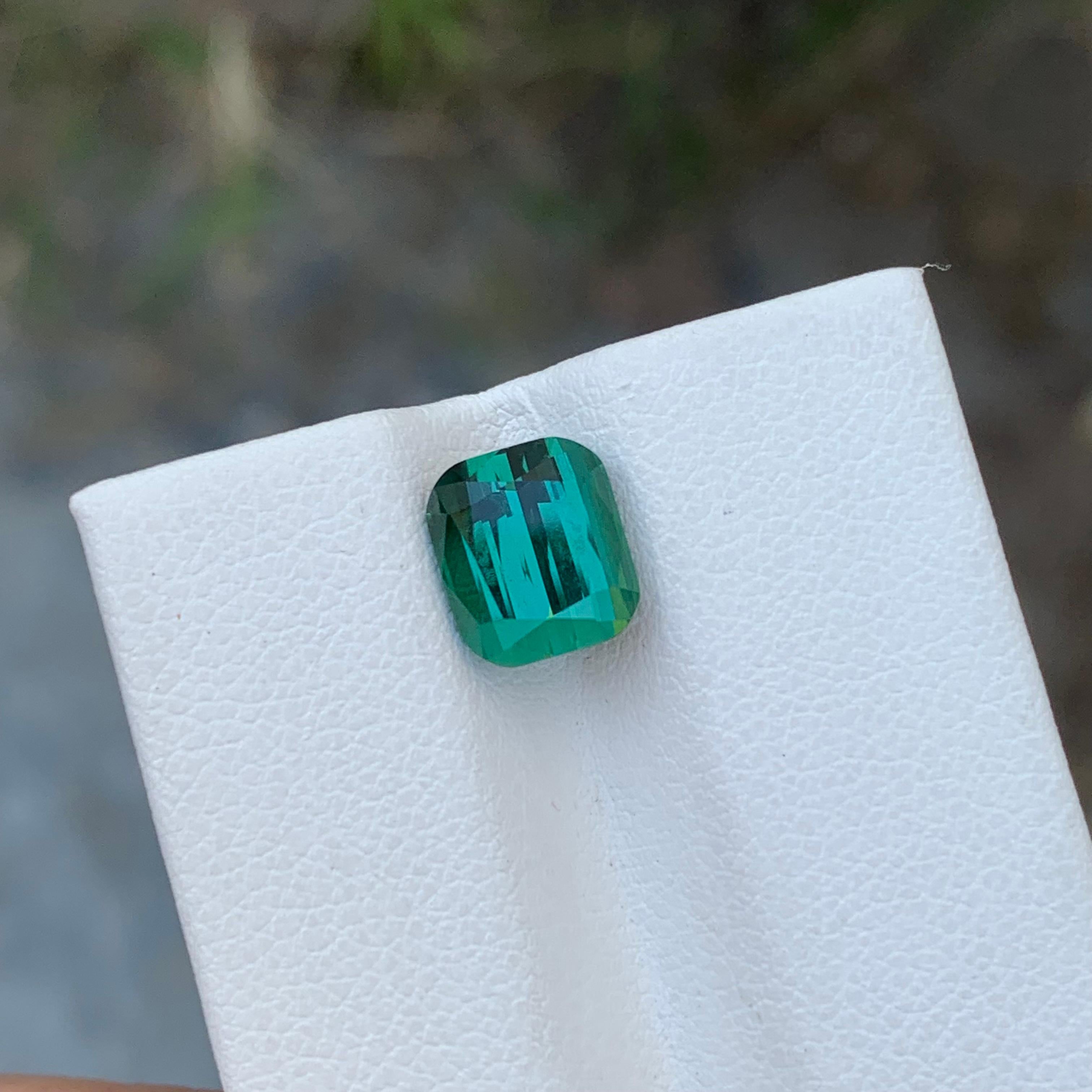 Women's or Men's 3.00 Carat Natural Loose lagoon Tourmaline Cushion Shape Gem From Afghanistan For Sale