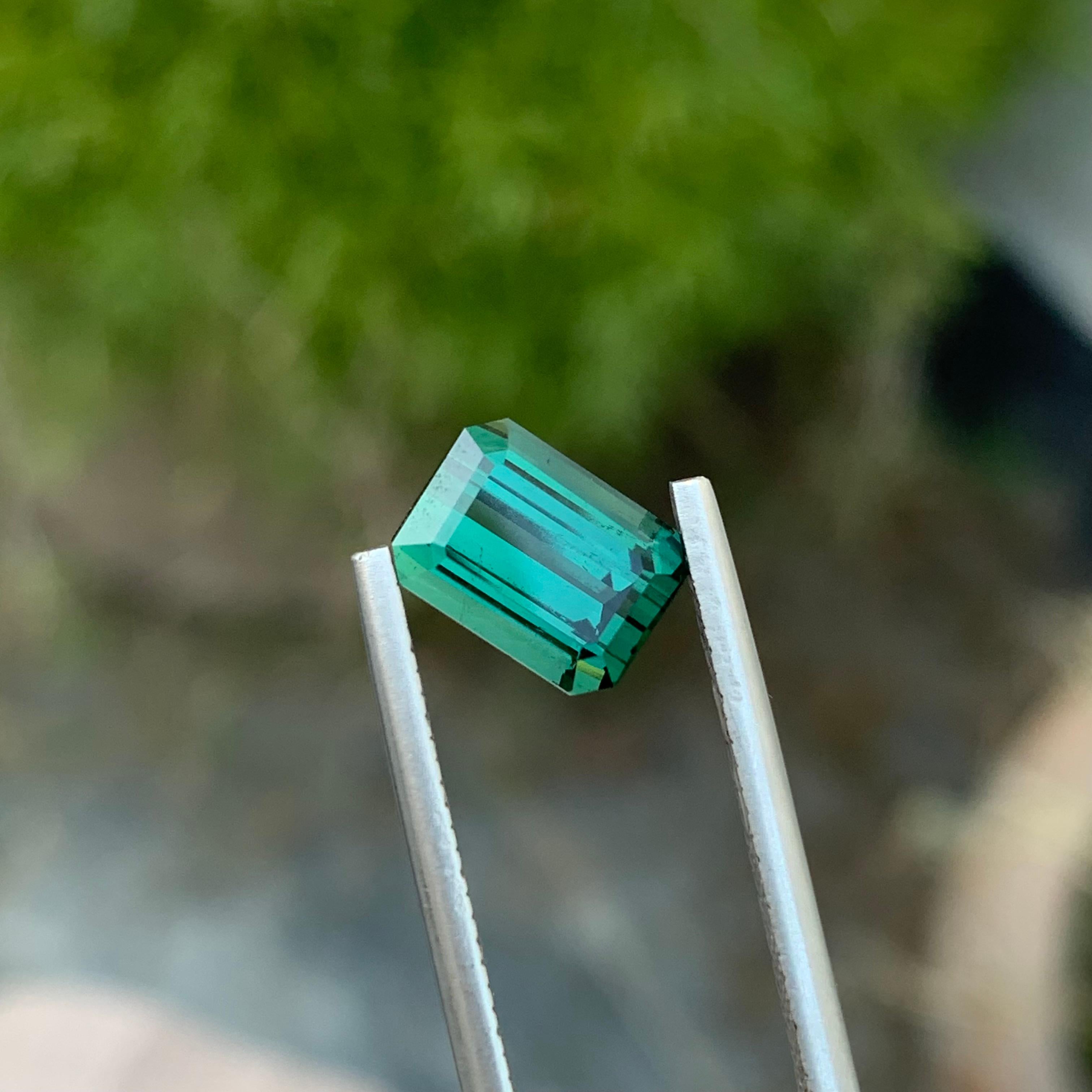Arts and Crafts 3.00 Carat Natural Loose Lagoon Tourmaline Emerald Shape Gem For Jewellery  For Sale