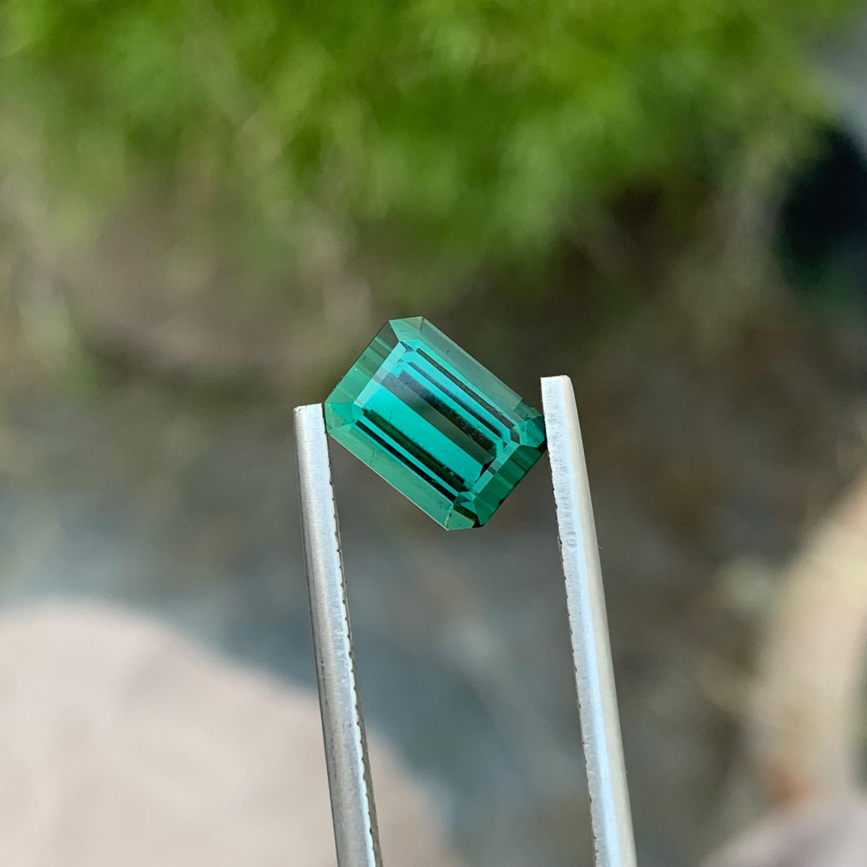3.00 Carat Natural Loose Lagoon Tourmaline Emerald Shape Gem For Jewellery  In New Condition For Sale In Peshawar, PK