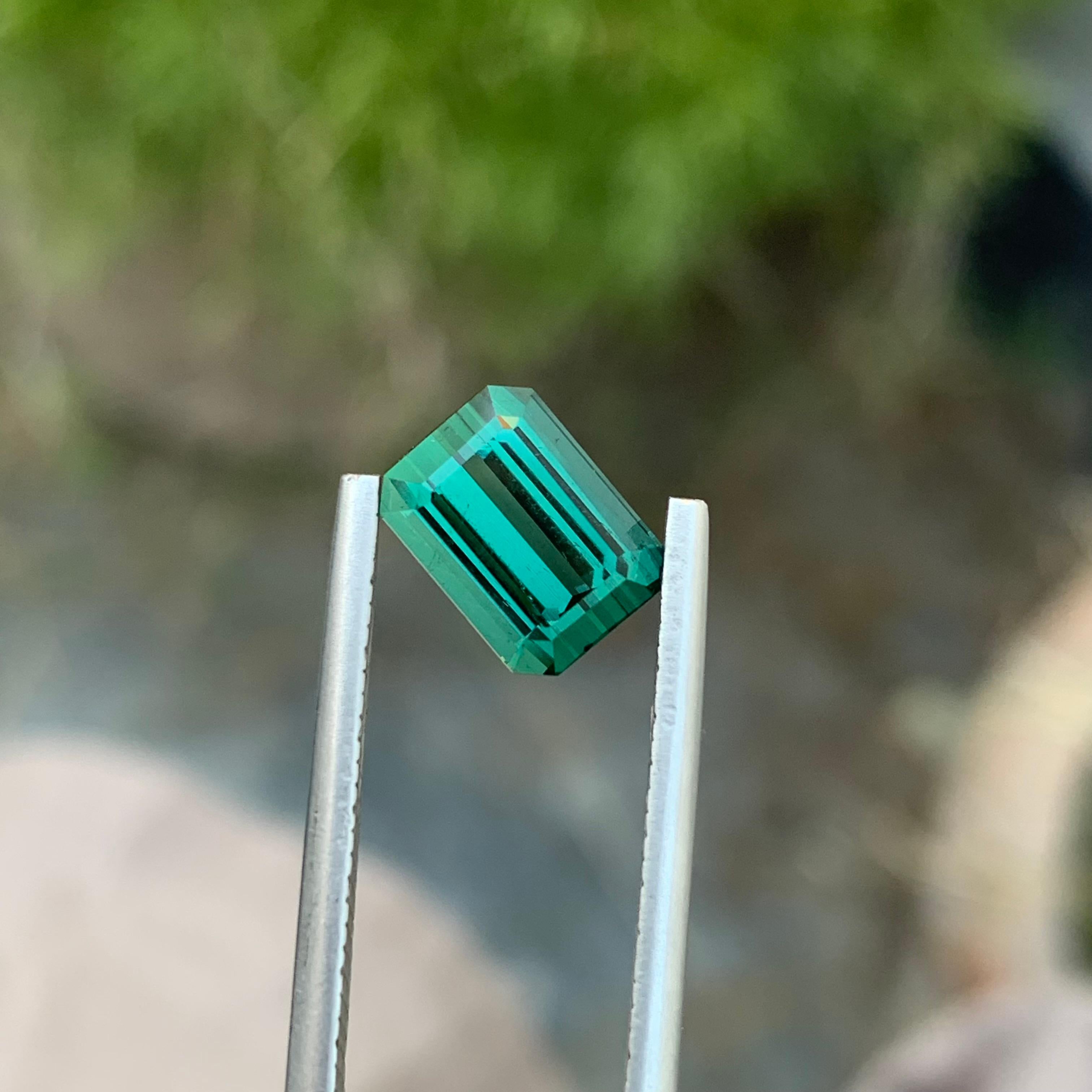 Women's or Men's 3.00 Carat Natural Loose Lagoon Tourmaline Emerald Shape Gem For Jewellery  For Sale