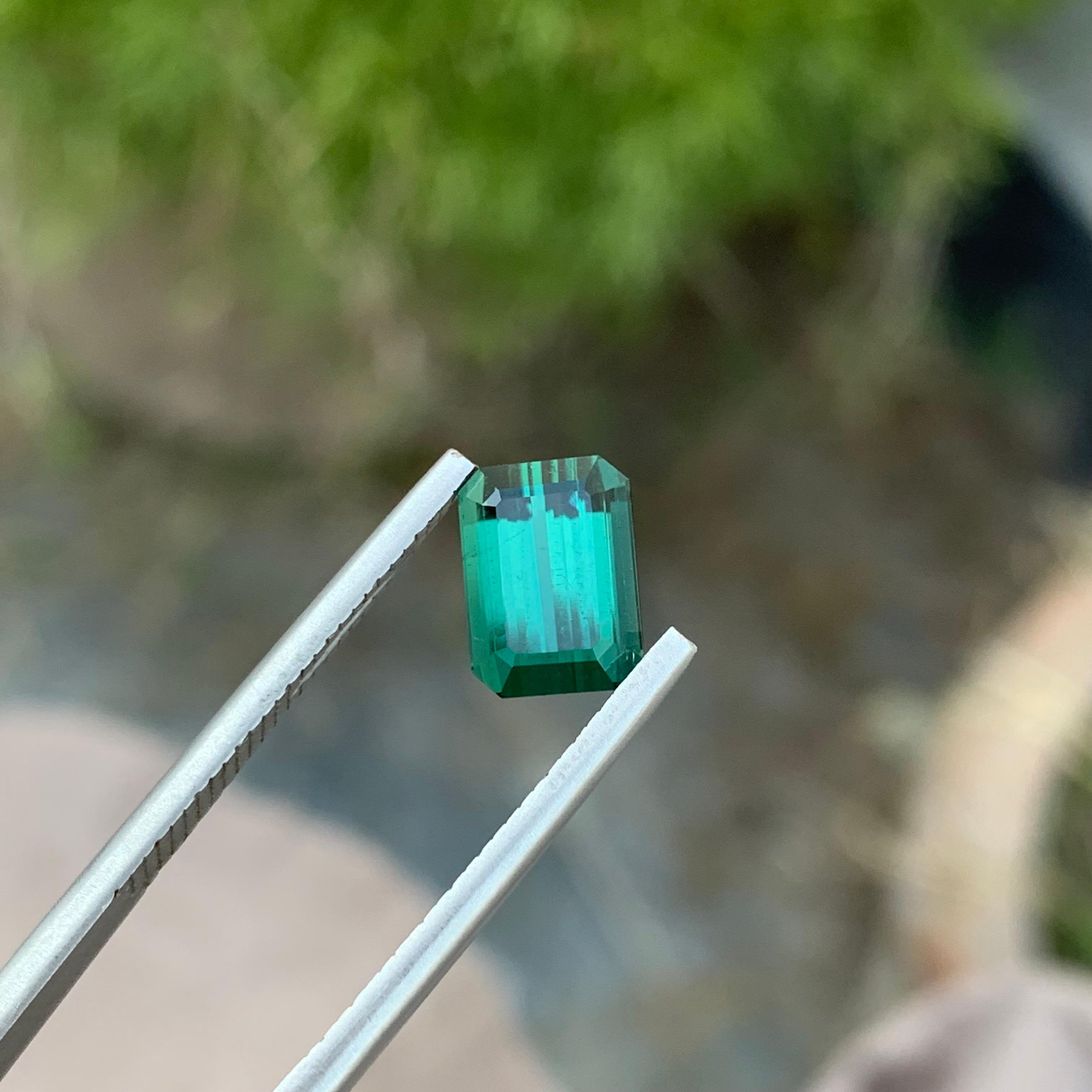 3.00 Carat Natural Loose Lagoon Tourmaline Emerald Shape Gem For Jewellery  For Sale 2