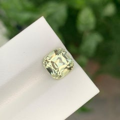 3.00 Carat Natural Loose Lime Yellow Tourmaline Cushion Shape Gem