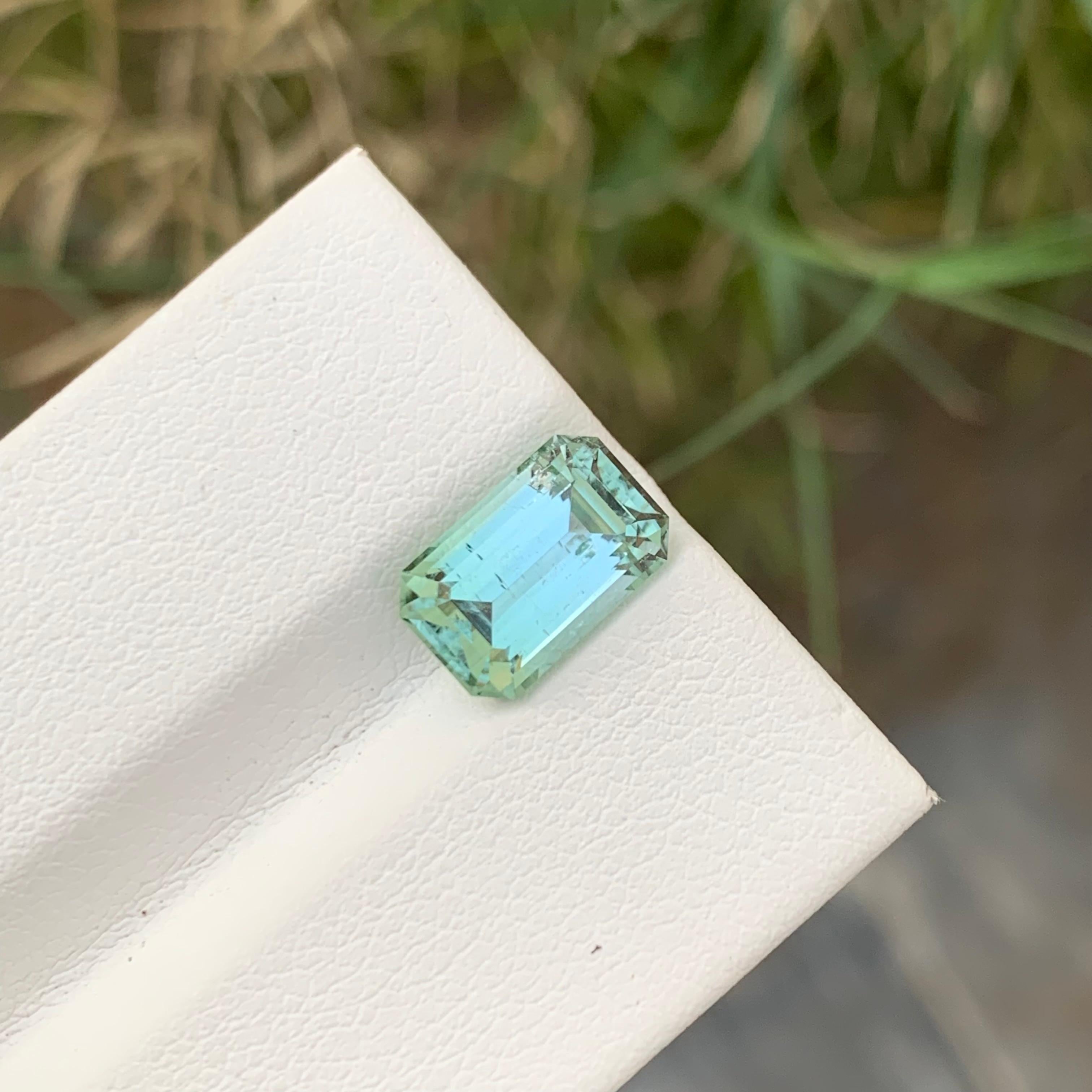 3.00 Carat Natural Loose Mint Tourmaline Emerald Shape Gems For Jewellery For Sale 4