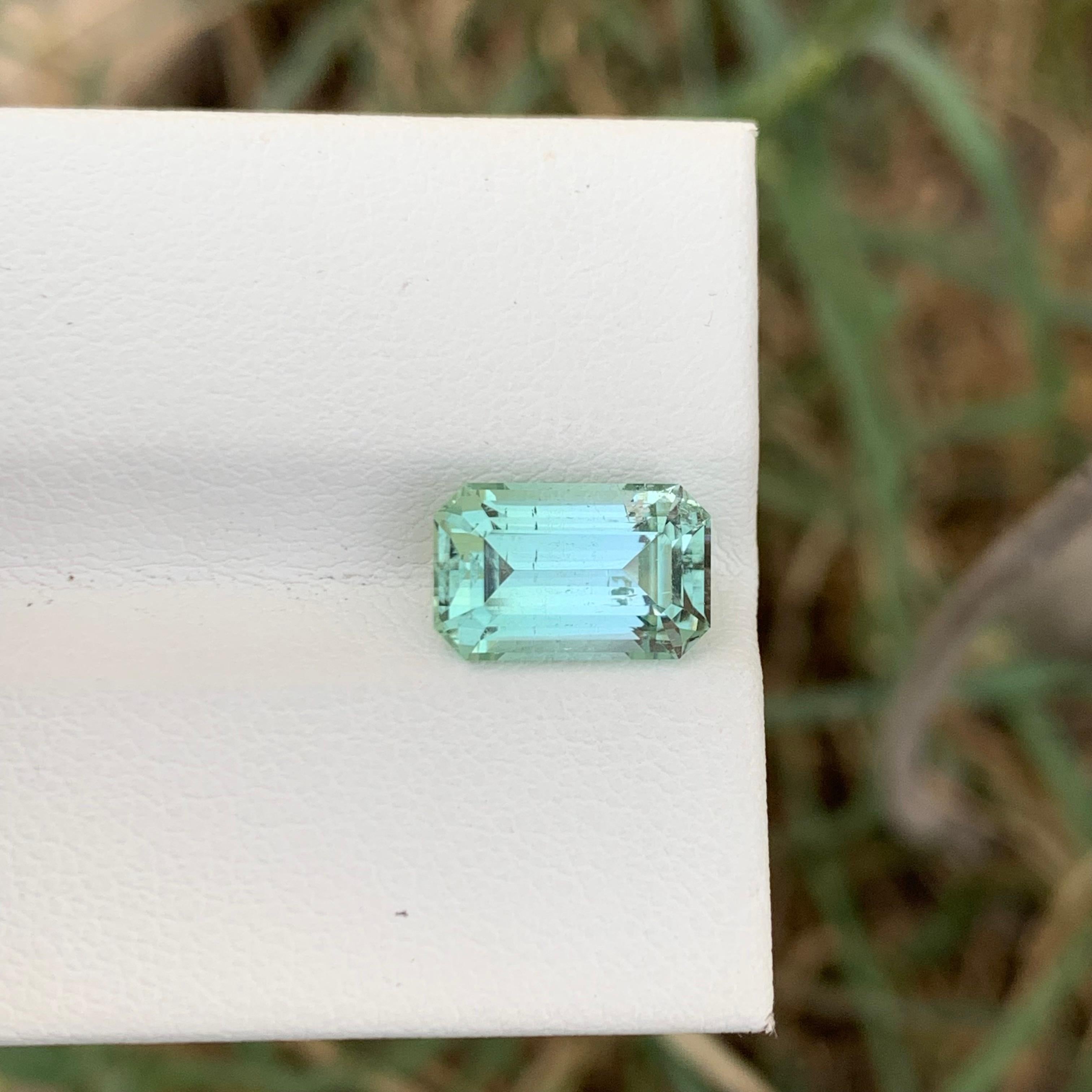 Arts and Crafts 3.00 Carat Natural Loose Mint Tourmaline Emerald Shape Gems For Jewellery For Sale