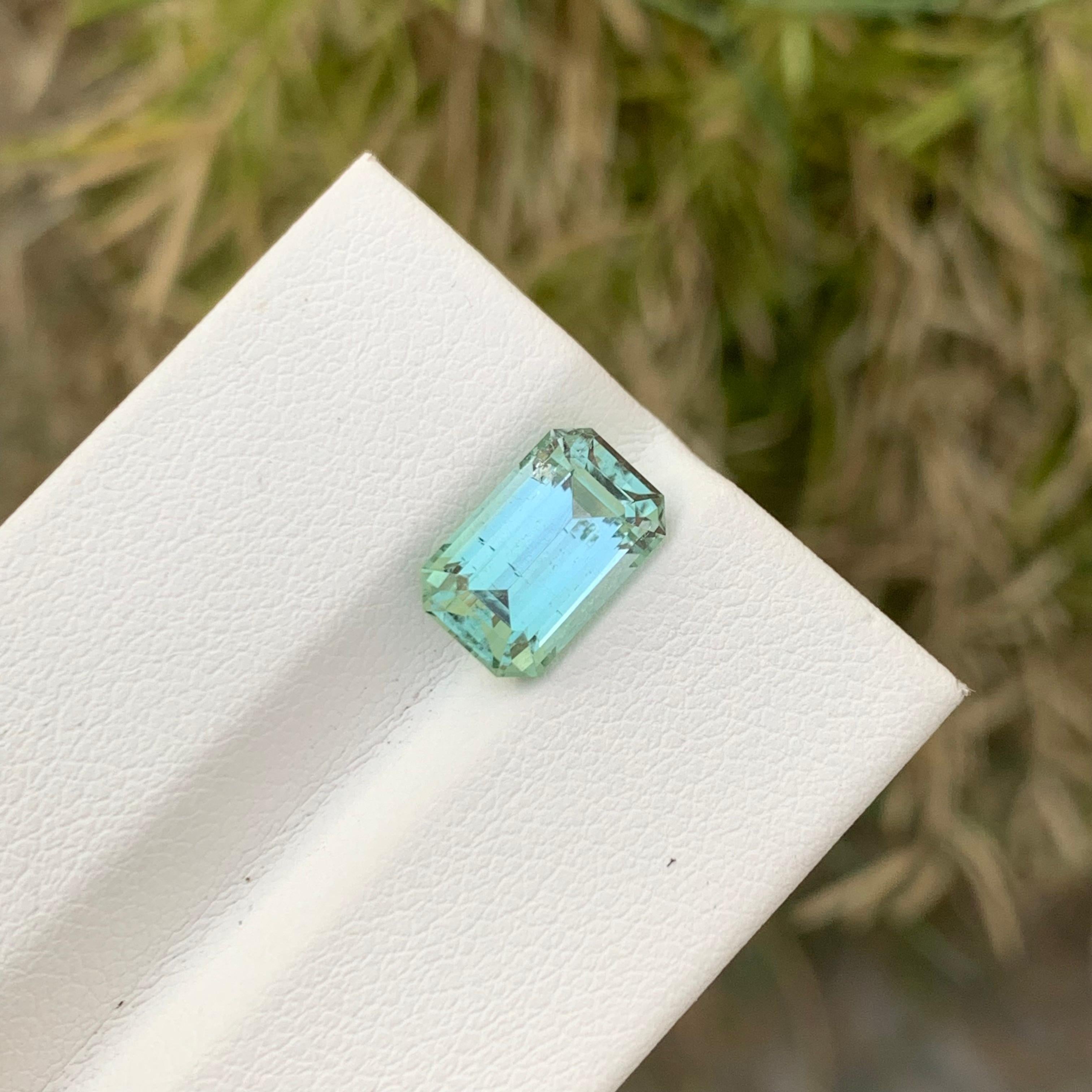 Women's or Men's 3.00 Carat Natural Loose Mint Tourmaline Emerald Shape Gems For Jewellery For Sale
