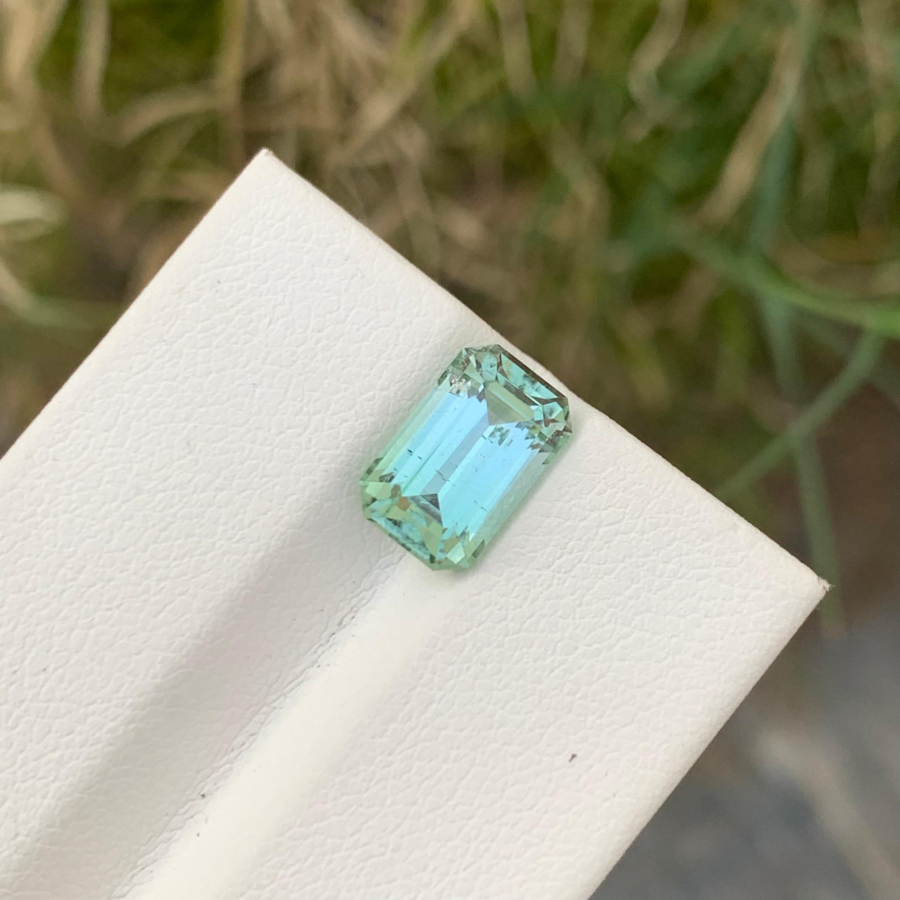 3.00 Carat Natural Loose Mint Tourmaline Emerald Shape Gems For Jewellery For Sale 1