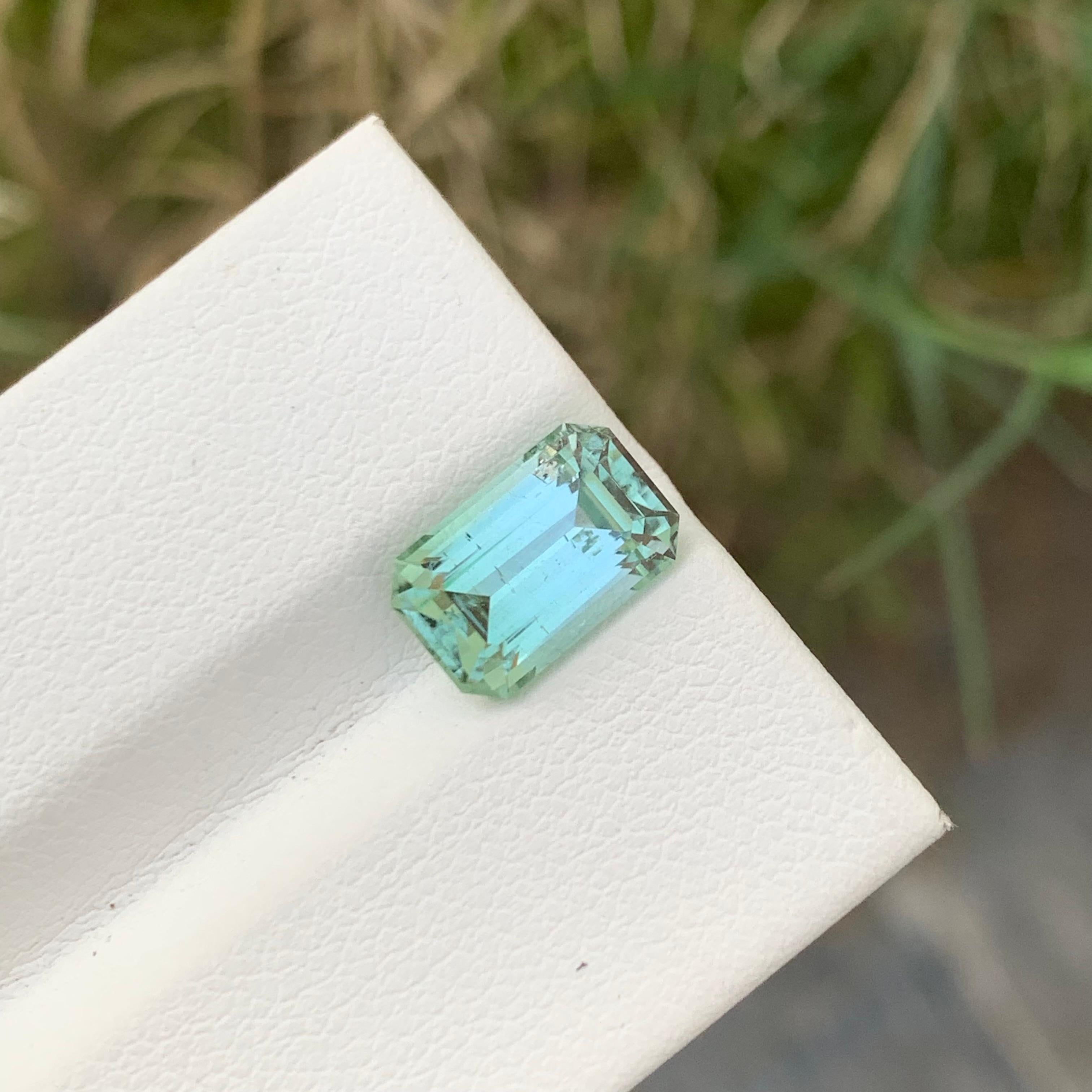 3.00 Carat Natural Loose Mint Tourmaline Emerald Shape Gems For Jewellery For Sale 2