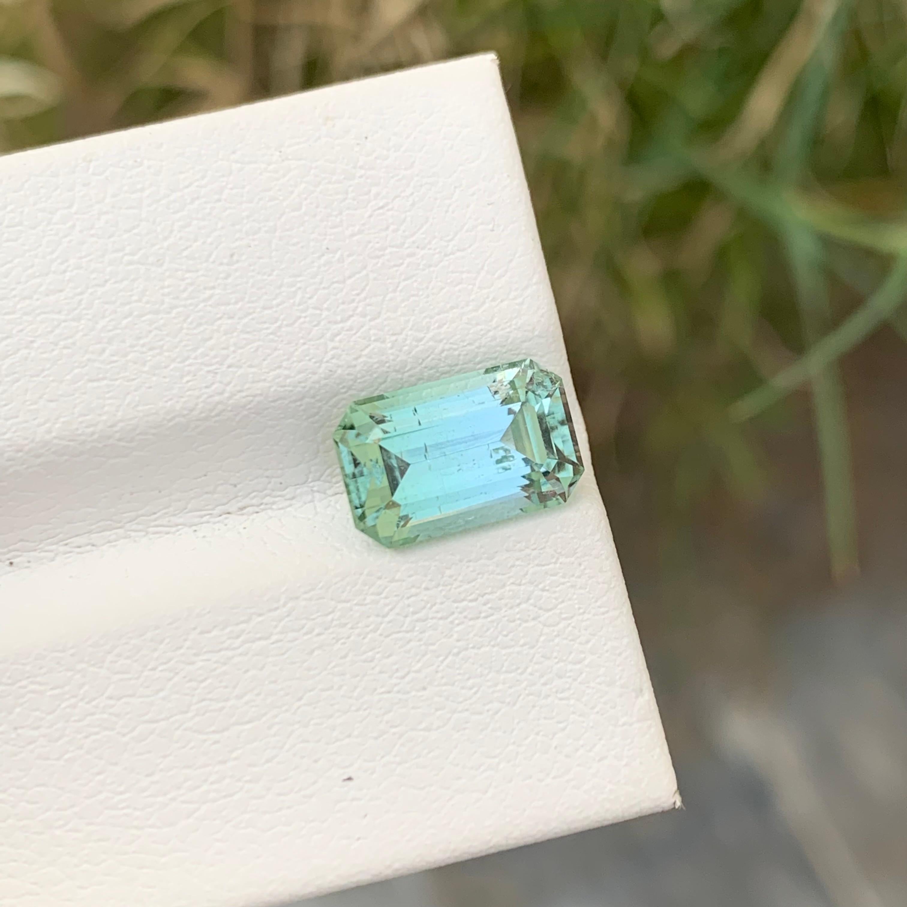 3.00 Carat Natural Loose Mint Tourmaline Emerald Shape Gems For Jewellery For Sale 3