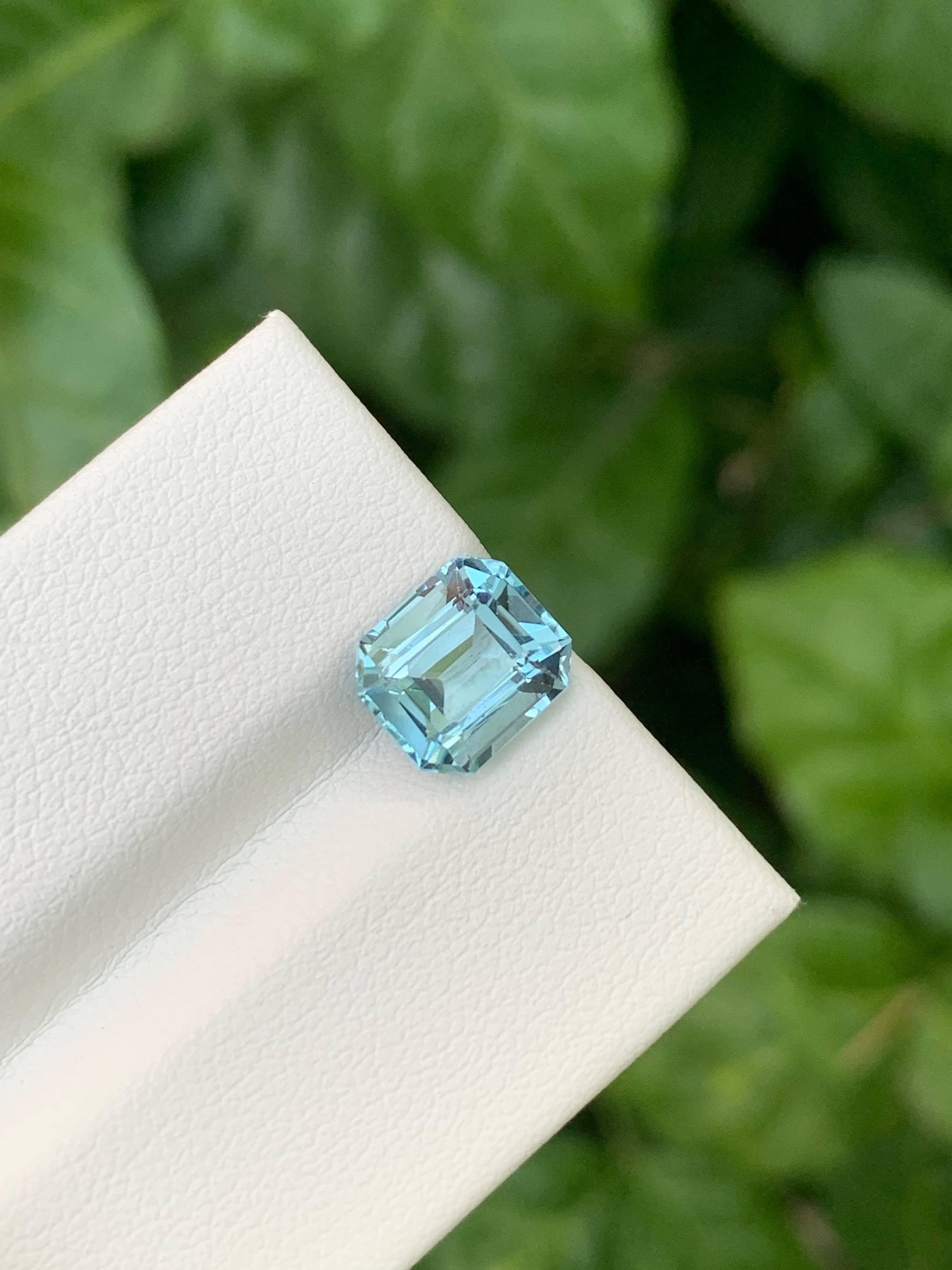 3,00 Carati Nature sciolti Topazio Azzurro Pietra africana taglio smeraldo in vendita 4