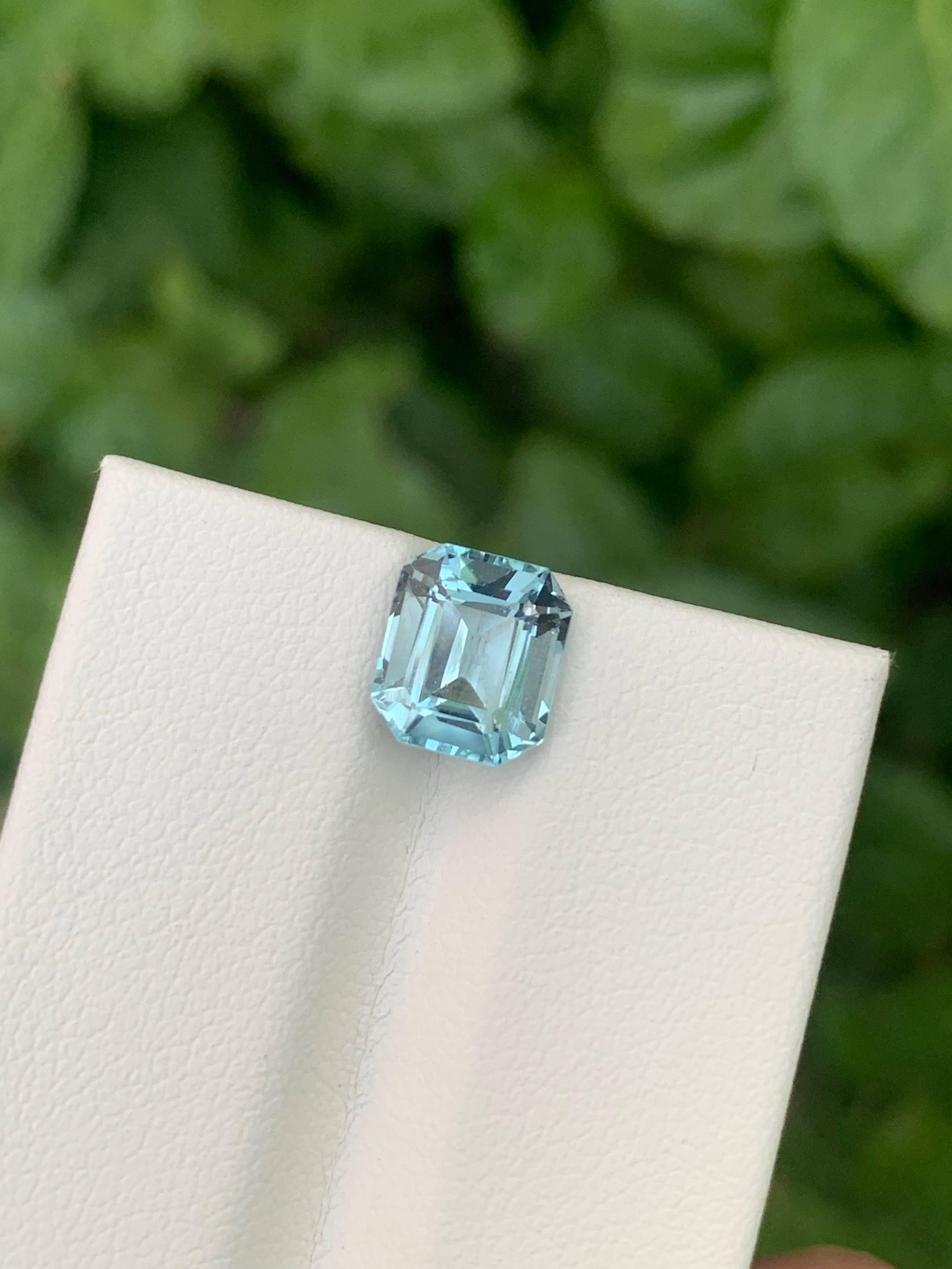 3,00 Carati Nature sciolti Topazio Azzurro Pietra africana taglio smeraldo in vendita 5