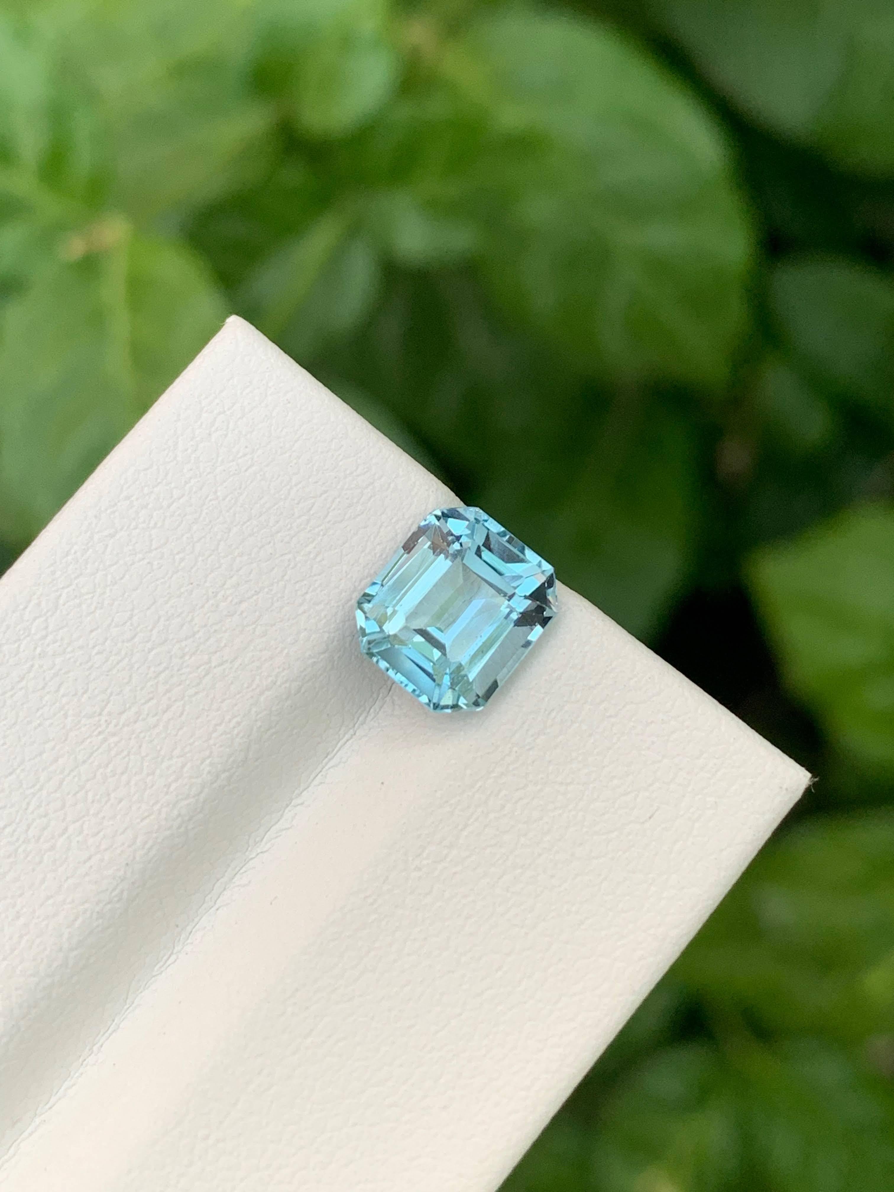 3,00 Carati Nature sciolti Topazio Azzurro Pietra africana taglio smeraldo in vendita 1