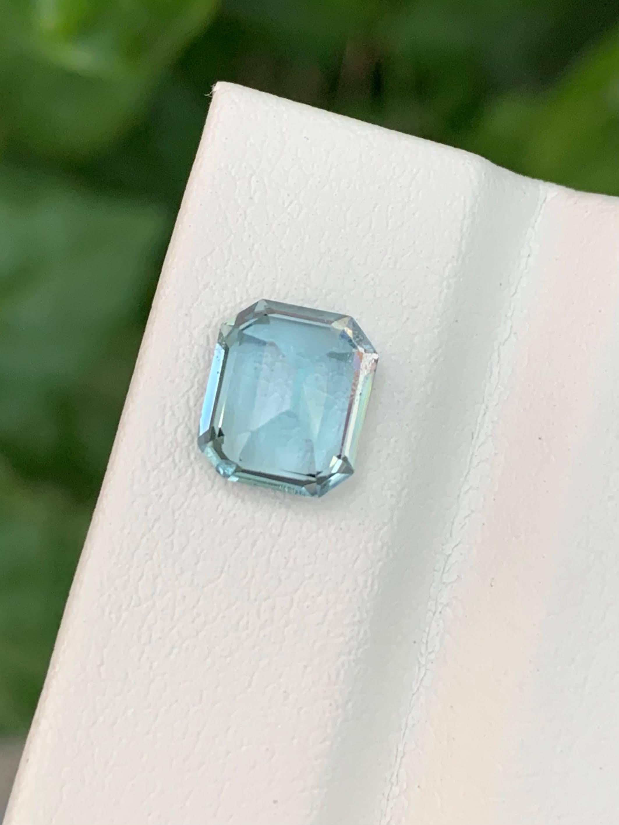 3,00 Carati Nature sciolti Topazio Azzurro Pietra africana taglio smeraldo in vendita 2