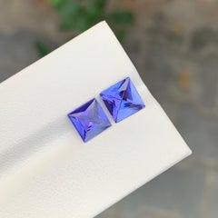 3,00 Karat Natürlicher loser Tansanit Paar Prinzessinnenschliff Edelstein für Ohrringe