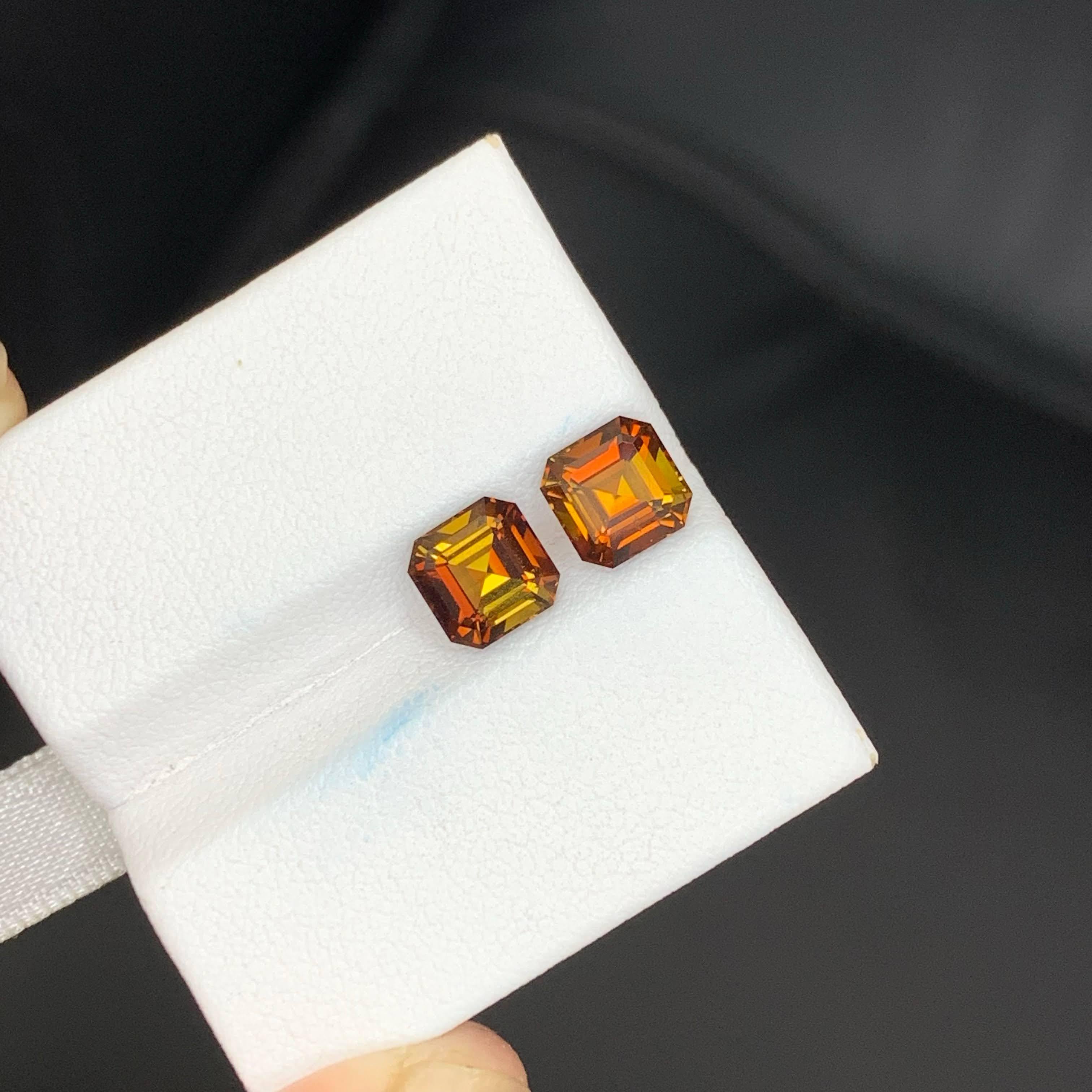 3.00 Carat Natural Loose Unique Color Tourmaline Pair Asscher Cut African Gems For Sale 5