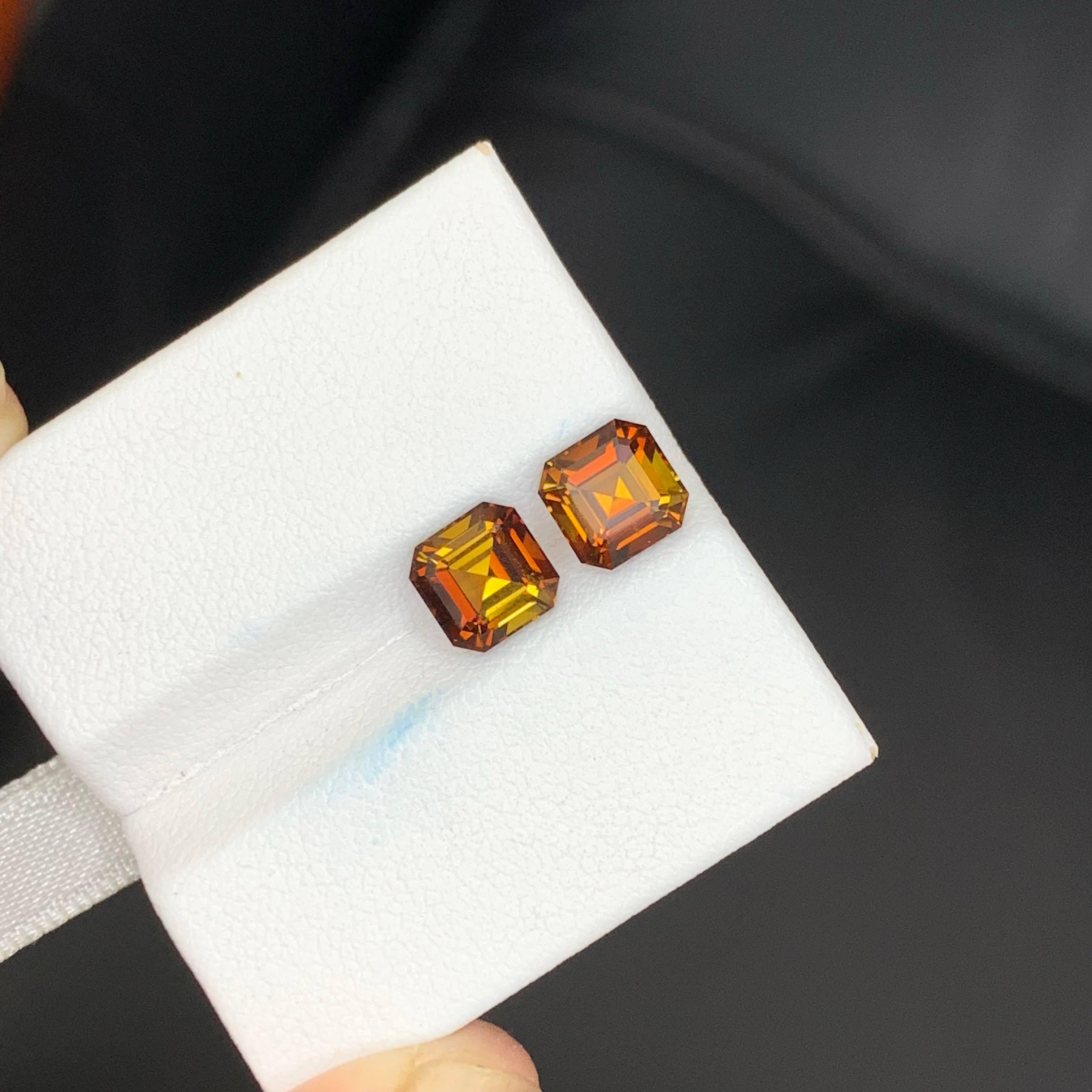 3.00 Carat Natural Loose Unique Color Tourmaline Pair Asscher Cut African Gems For Sale 6