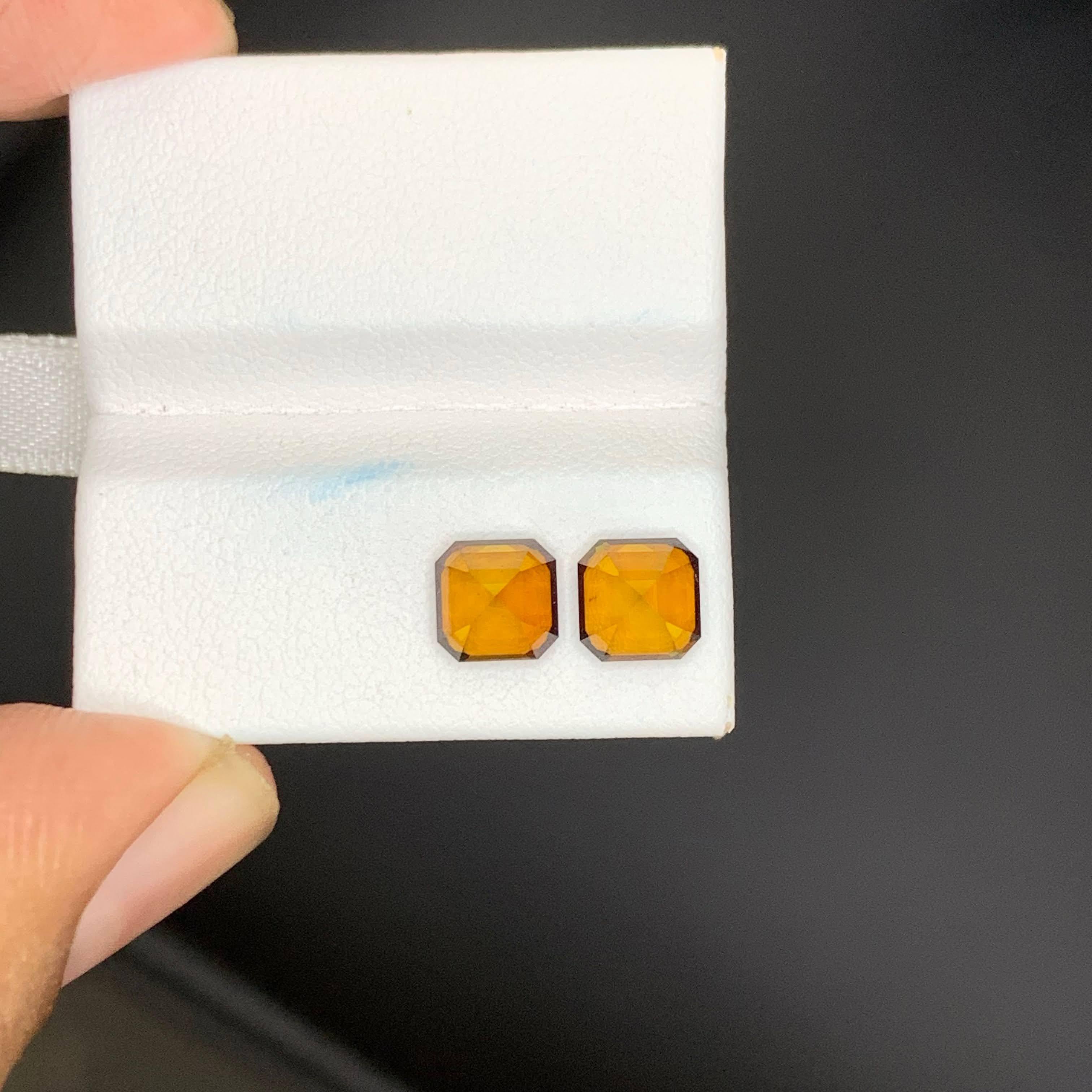 Modern 3.00 Carat Natural Loose Unique Color Tourmaline Pair Asscher Cut African Gems For Sale