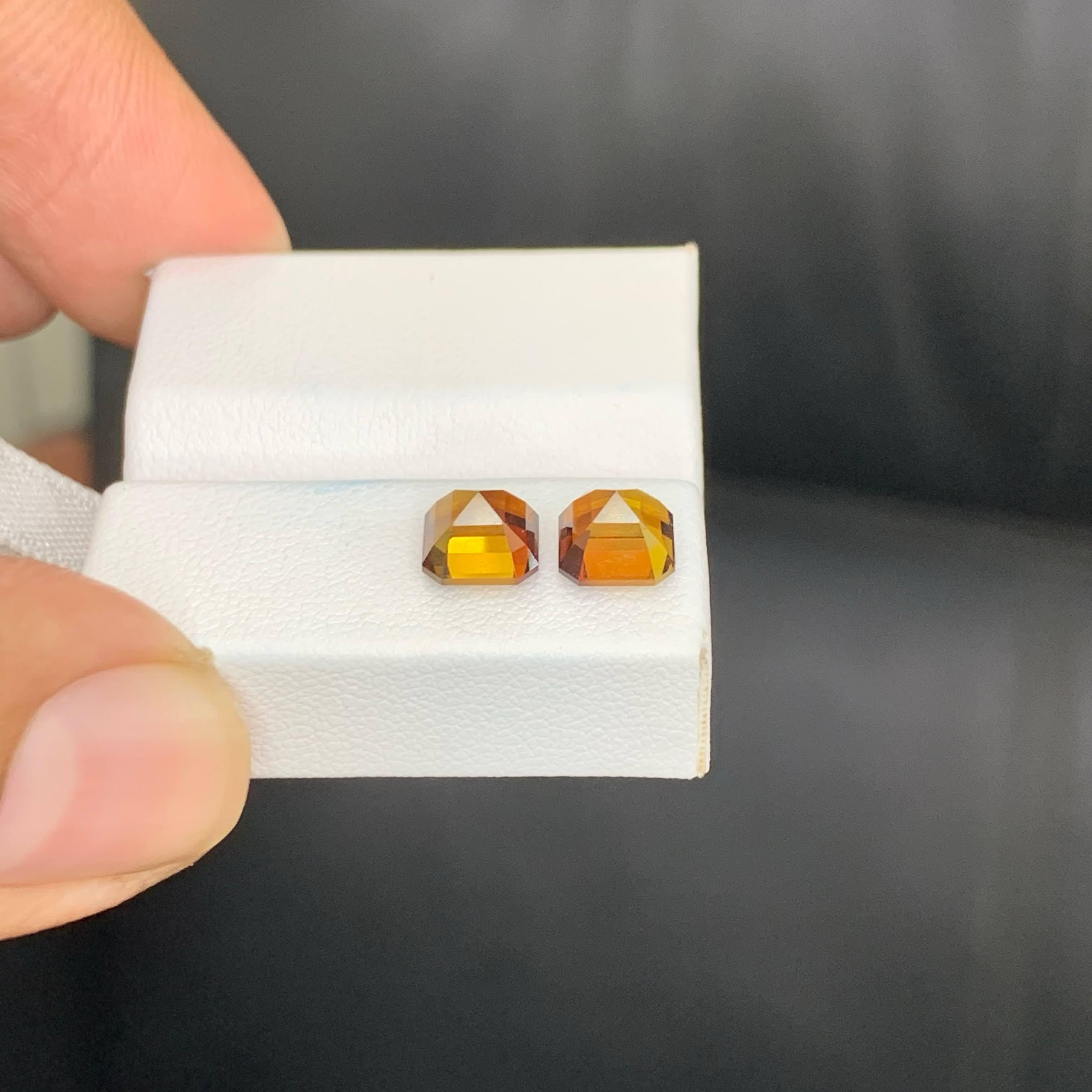 3.00 Carat Natural Loose Unique Color Tourmaline Pair Asscher Cut African Gems In New Condition For Sale In Bangkok, TH