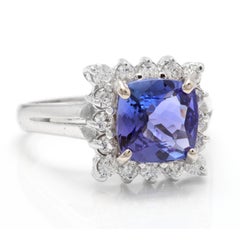 3.00 Carat Natural Very Nice Looking Tanzanite and Diamond 14 Karat Solid Gold
