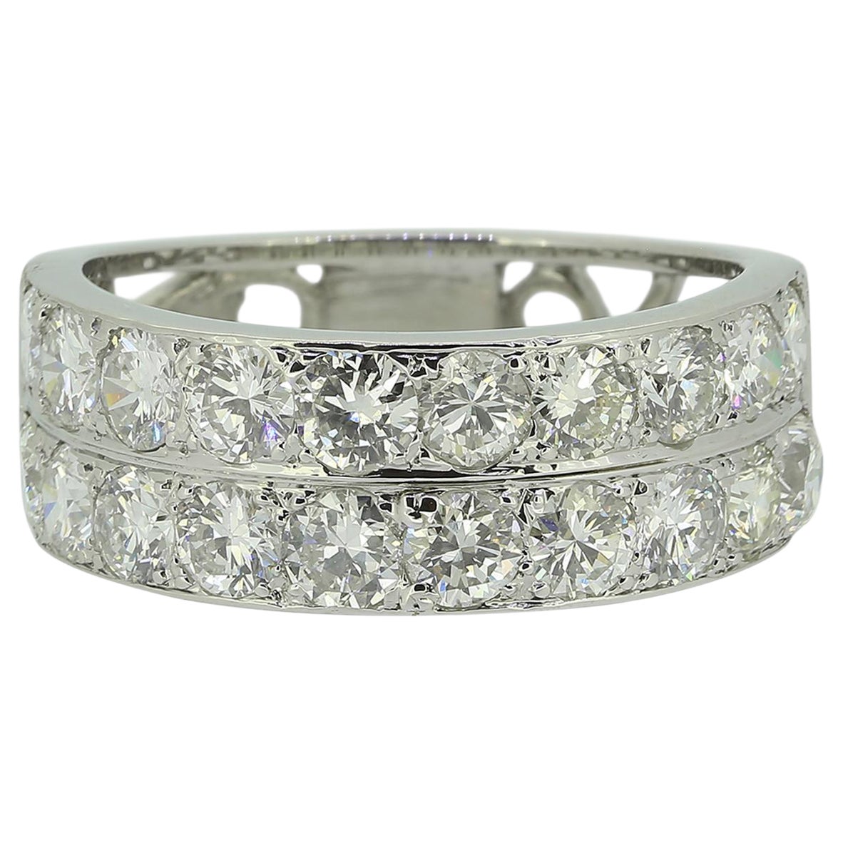 3.00 Carat Old Cut Diamond Double Row Ring (bague à double rangée de diamants) en vente