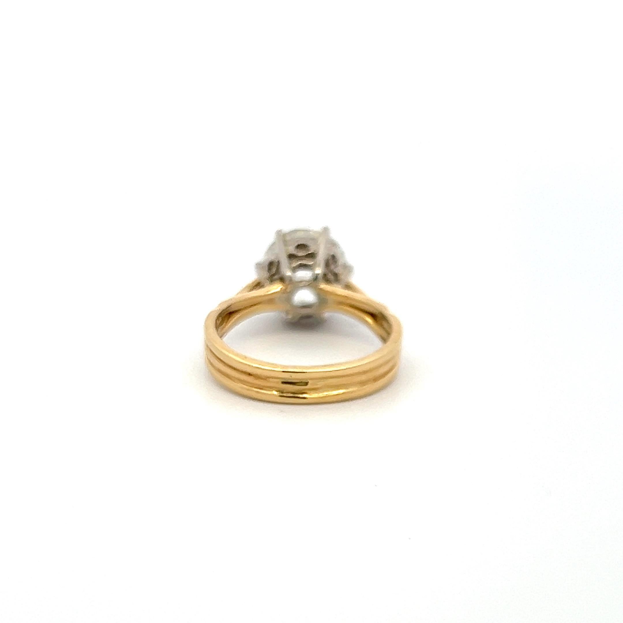 Taille vieille Europe 3.00 Carat Old European Cut J SI1 Diamond 14 Karat Two Tone Gold Engagement Ring en vente
