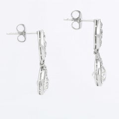 3.00 Carat Old Mine Cut Diamond Platinum Drop Earrings