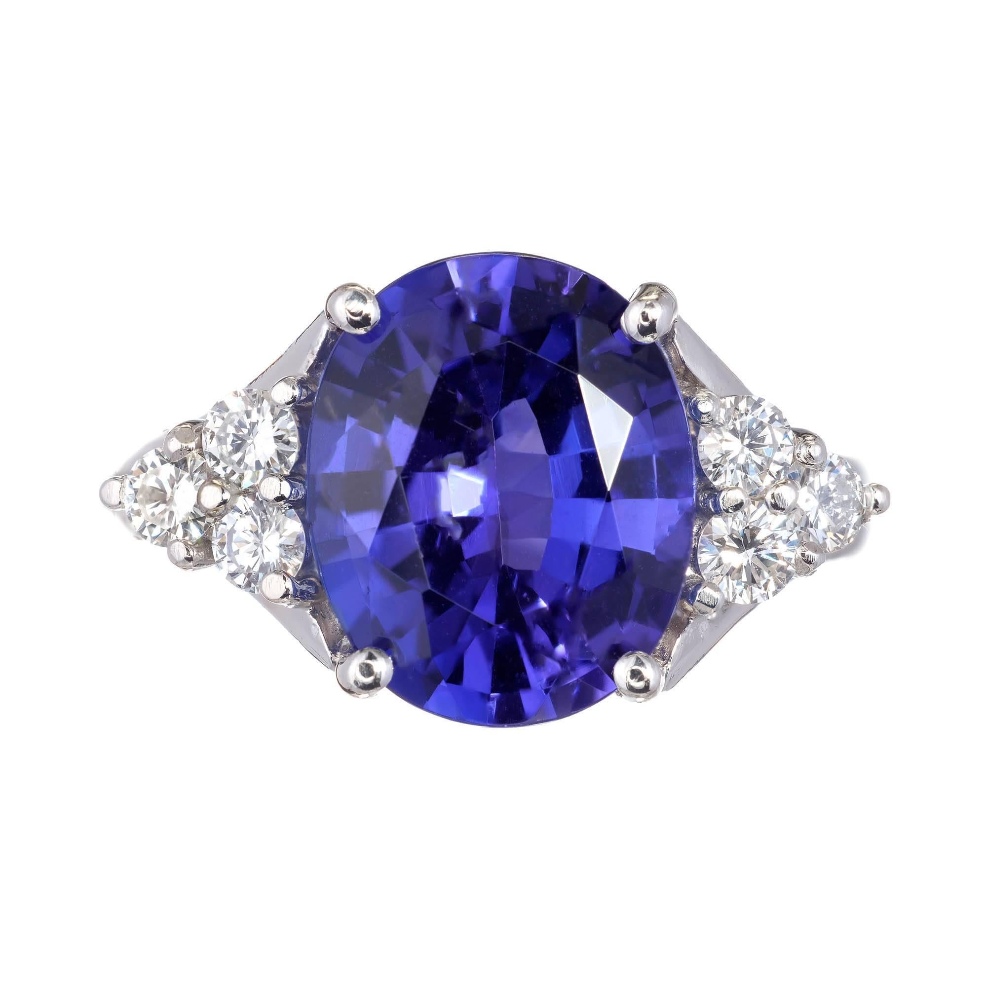 3.00 Carat Oval Bright Purple Blue Tanzanite Diamond Ring For Sale at ...