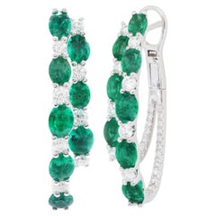 Cerchi a leva con smeraldo ovale da 3,00 carati e diamante da 1,00 carati in oro 14K ref621