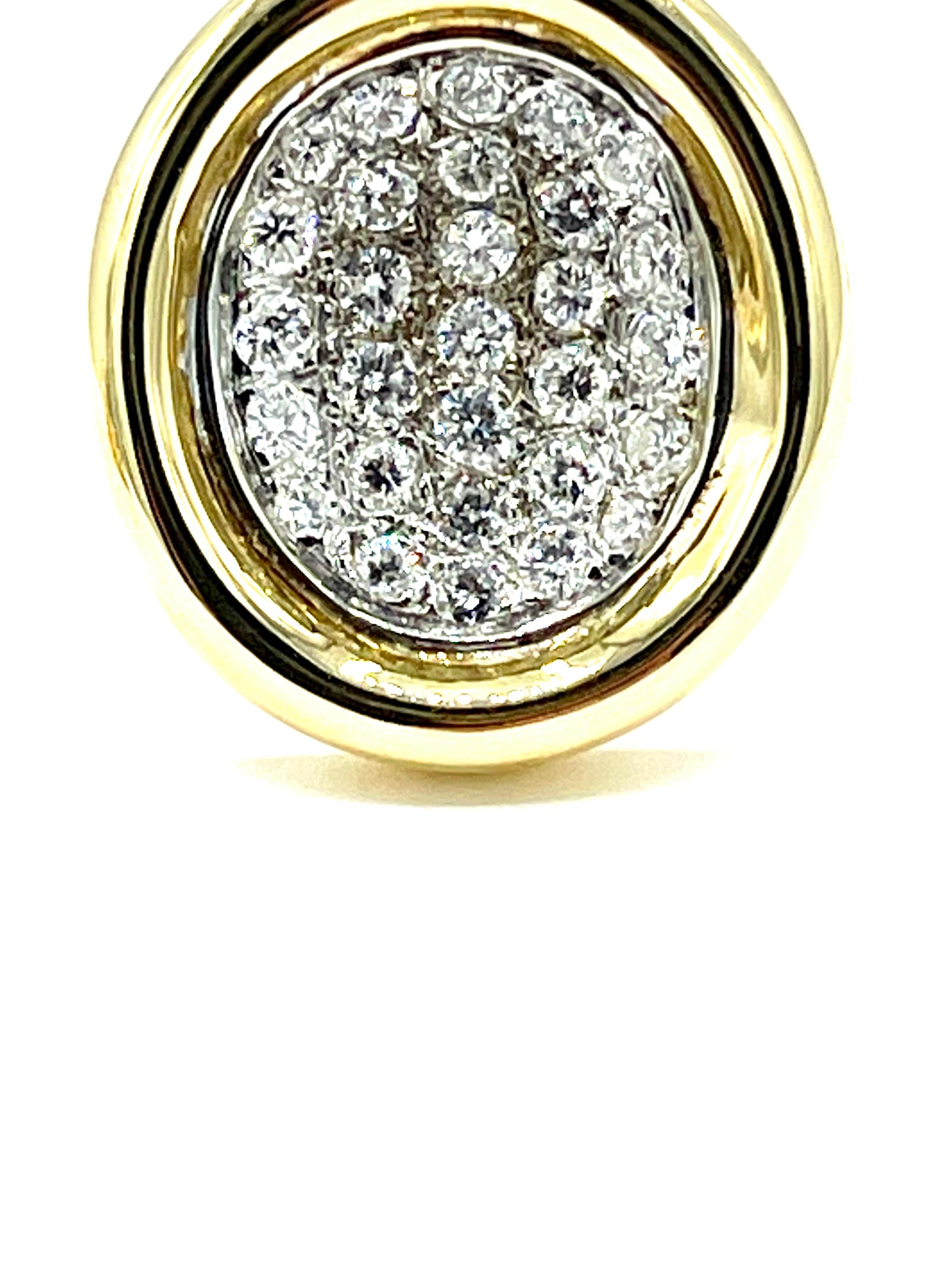 3,00 Karat Pave Diamant und 18K Gelbgold Clip-/Post-Ohrringe (Rundschliff) im Angebot