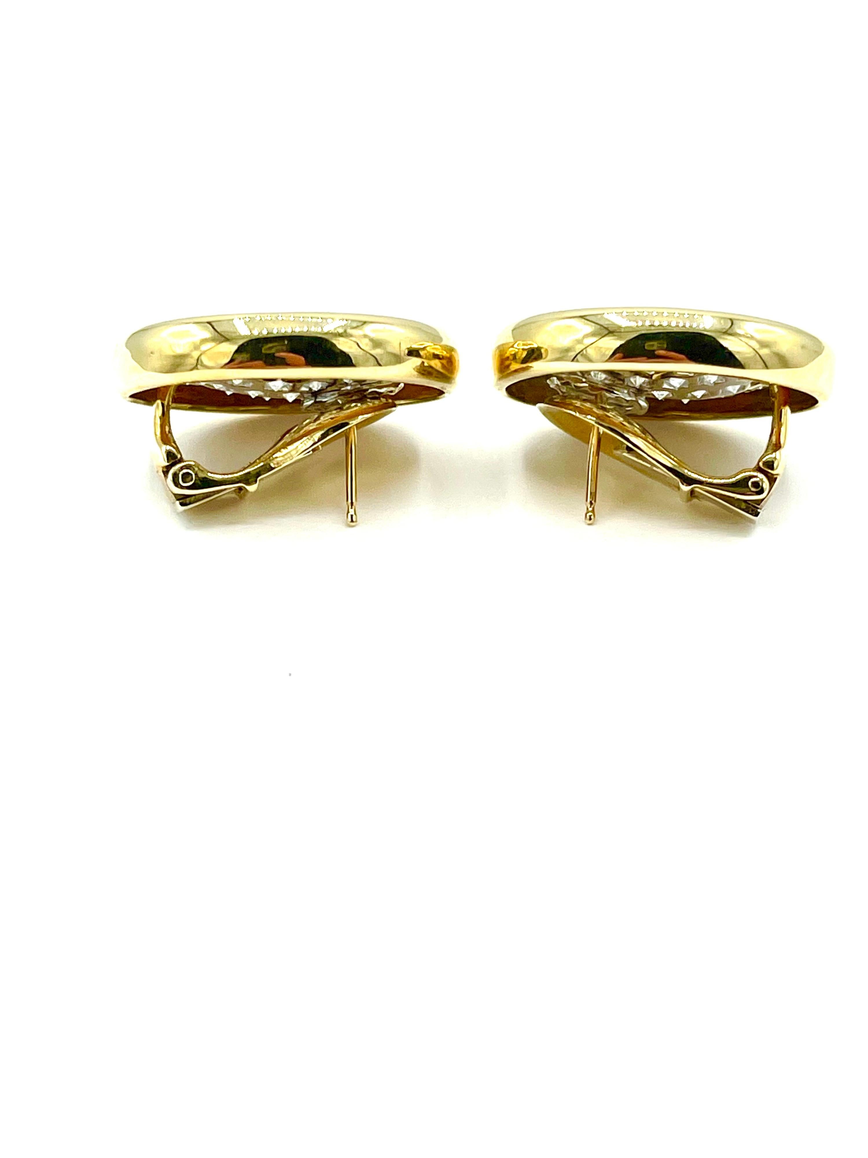 3,00 Karat Pave Diamant und 18K Gelbgold Clip-/Post-Ohrringe im Zustand „Hervorragend“ im Angebot in Chevy Chase, MD