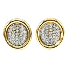 Boucles d'oreilles clips/postes en or jaune 18 carats et diamant pavé de 3,00 carats