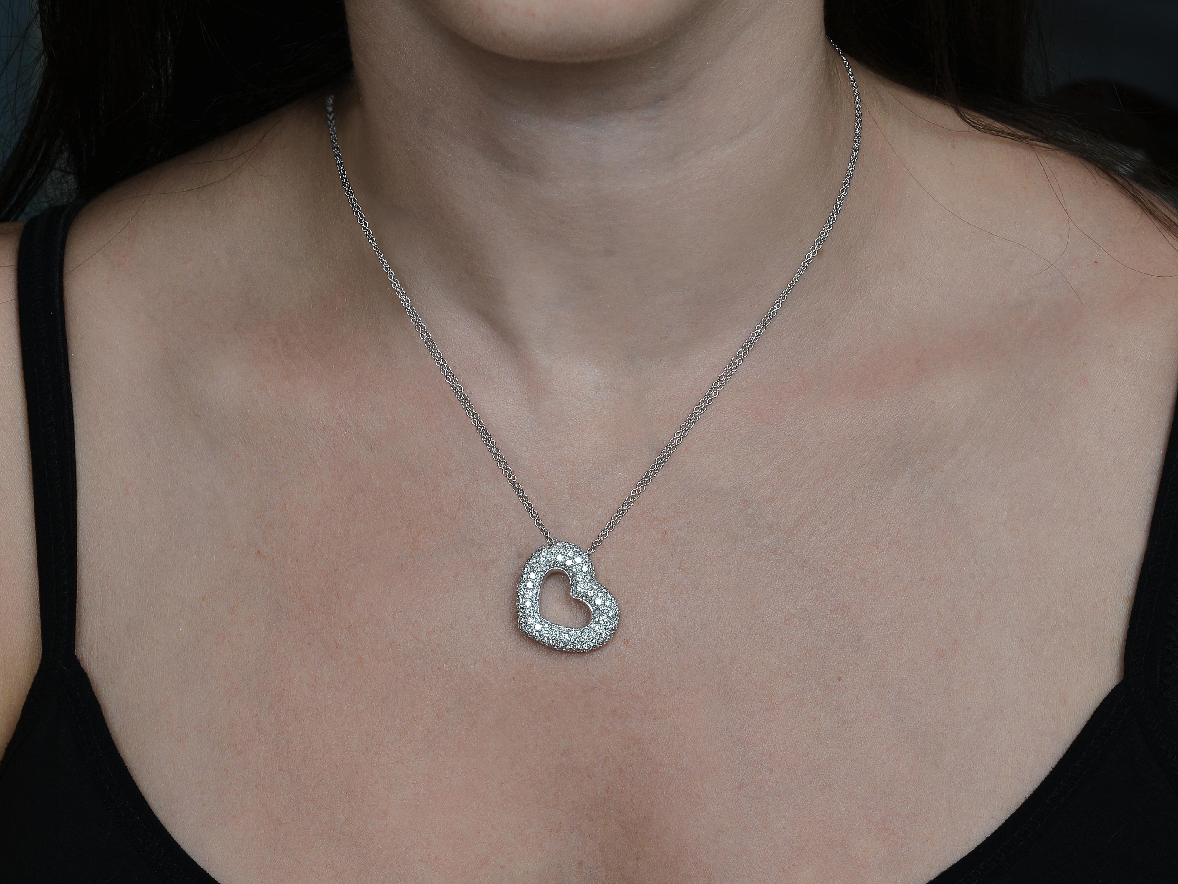 Contemporary 3.00 Carat Pave Diamond Heart Necklace