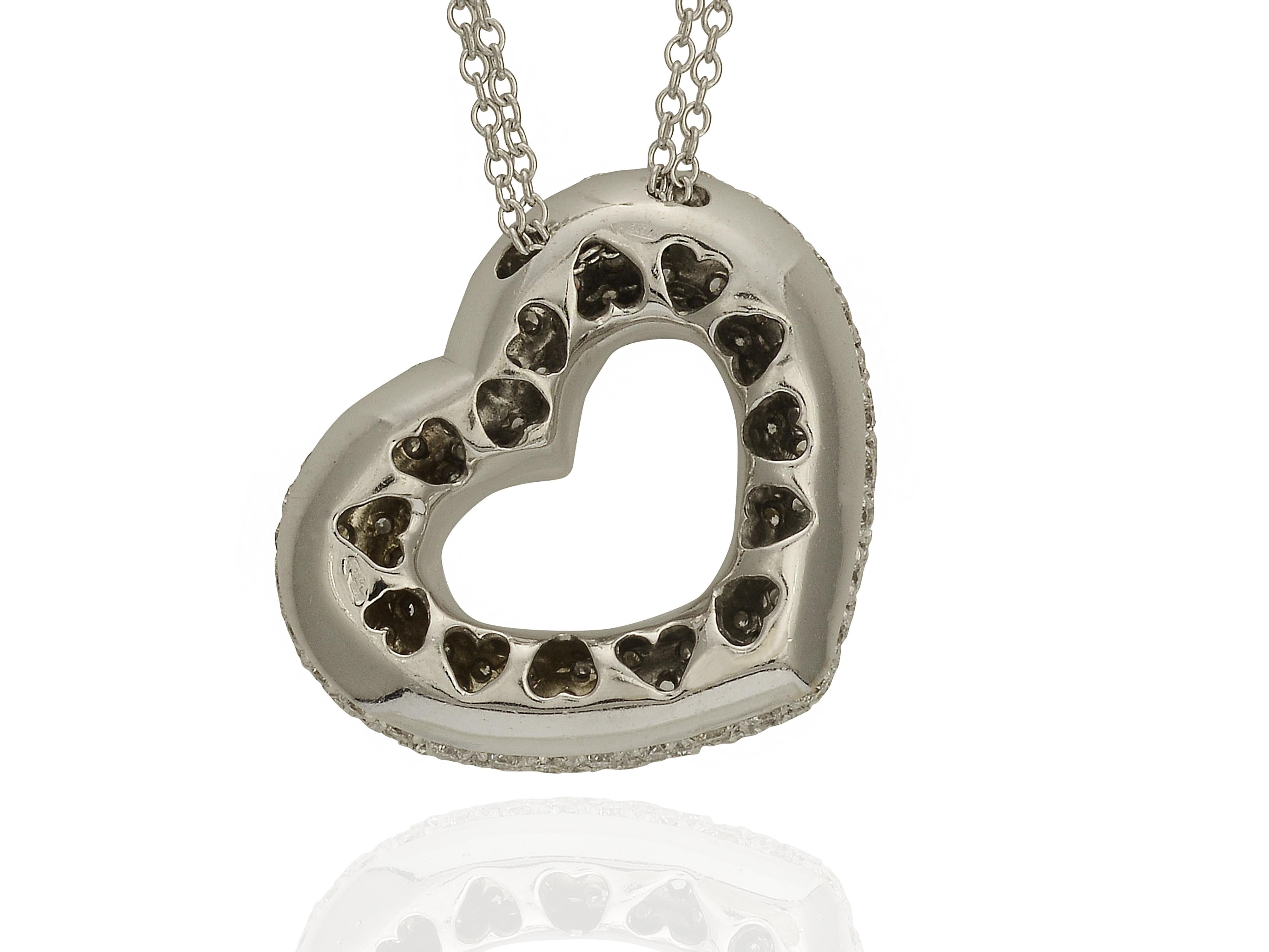 Women's or Men's 3.00 Carat Pave Diamond Heart Necklace
