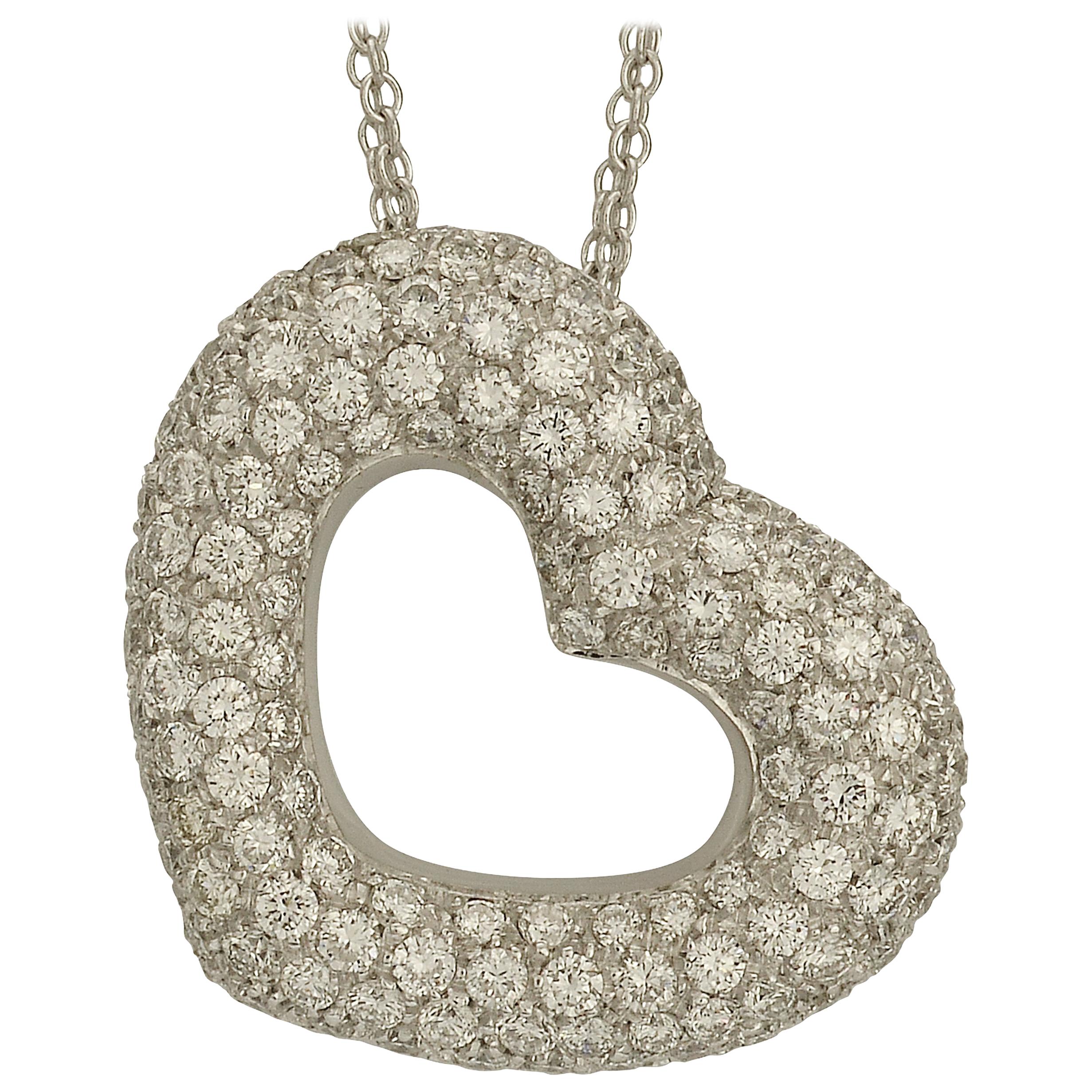 3.00 Carat Pave Diamond Heart Necklace