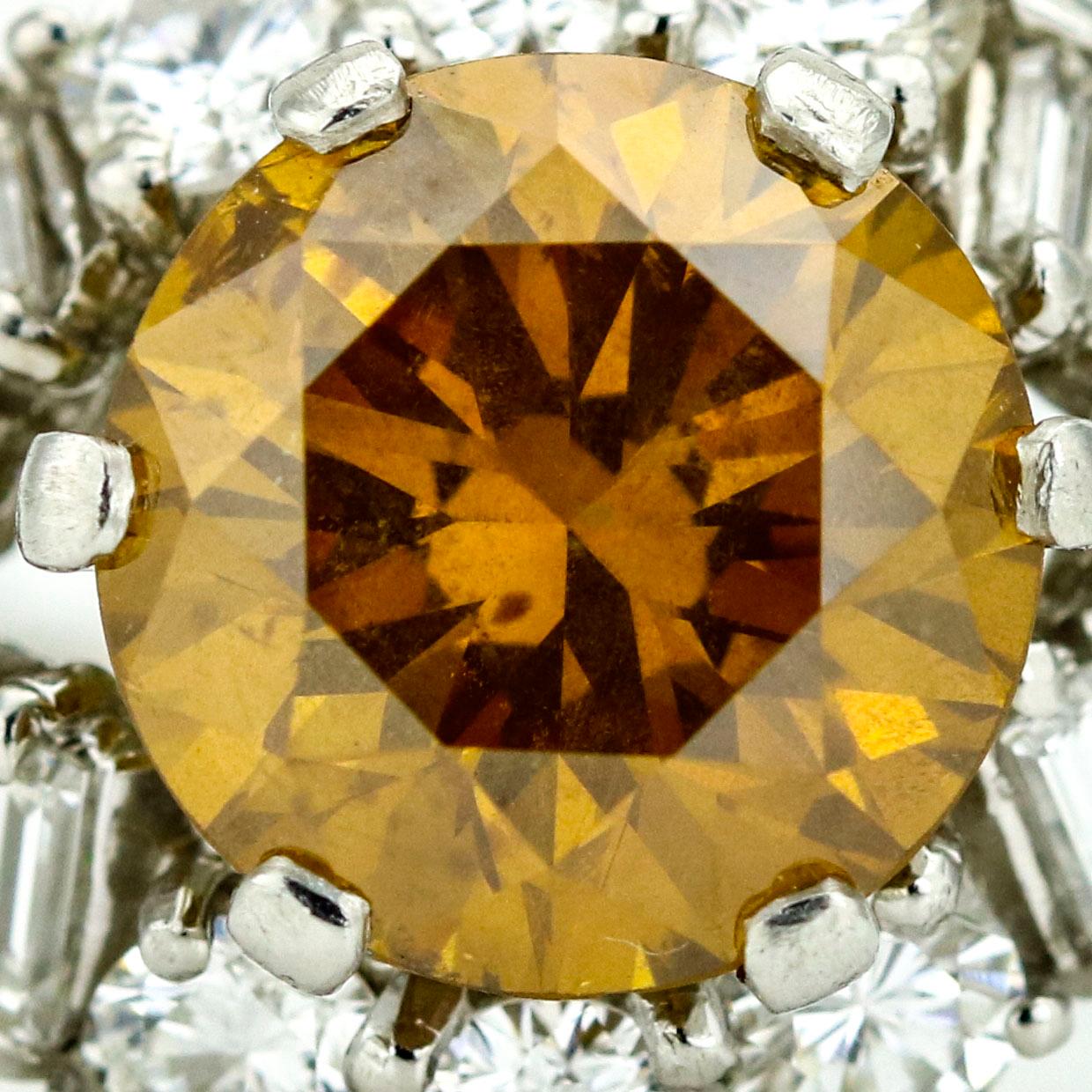 3.00 Carat Platinum GIA Fancy Colored Natural Orange Diamond Ring For Sale 2