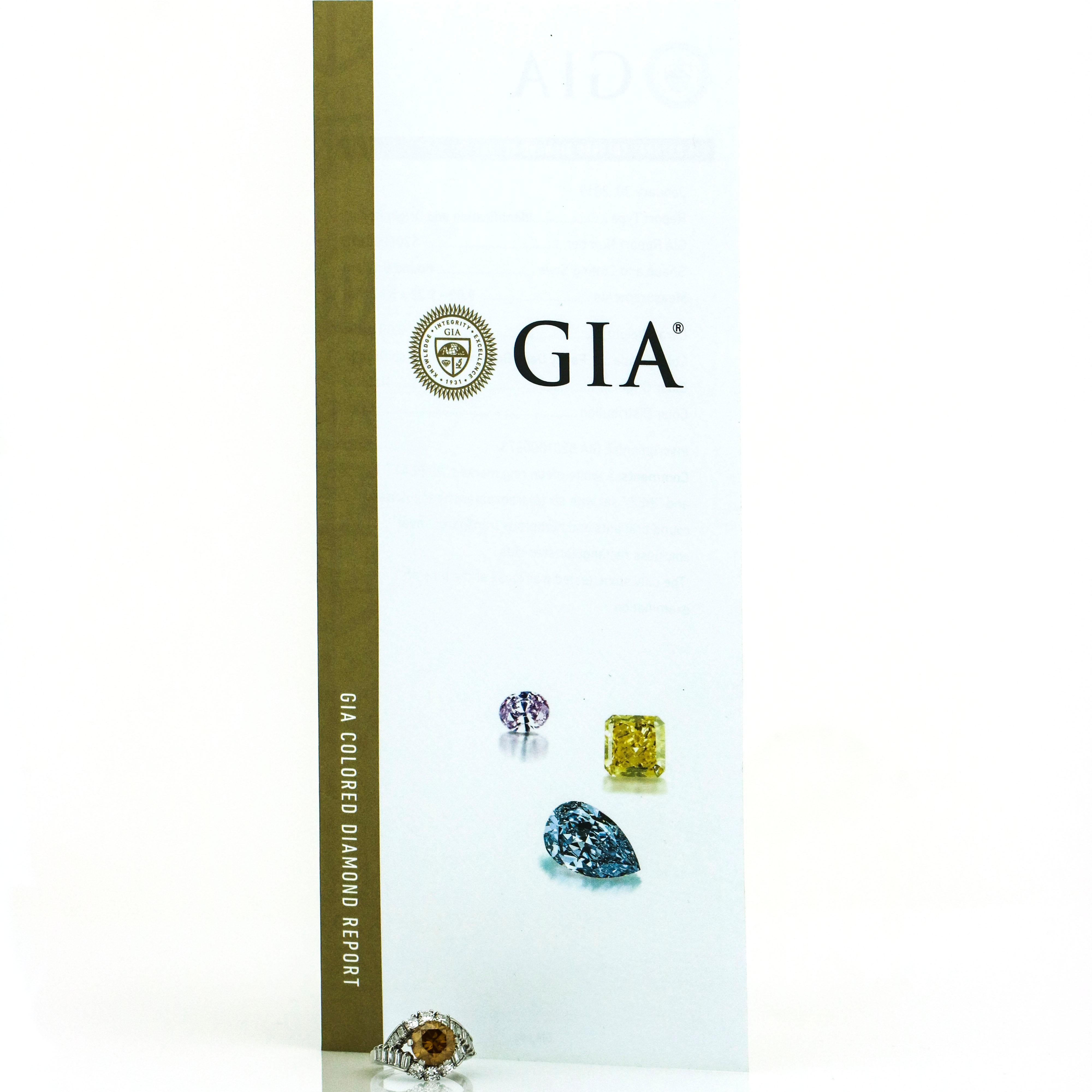 3.00 Carat Platinum GIA Fancy Colored Natural Orange Diamond Ring For Sale 4