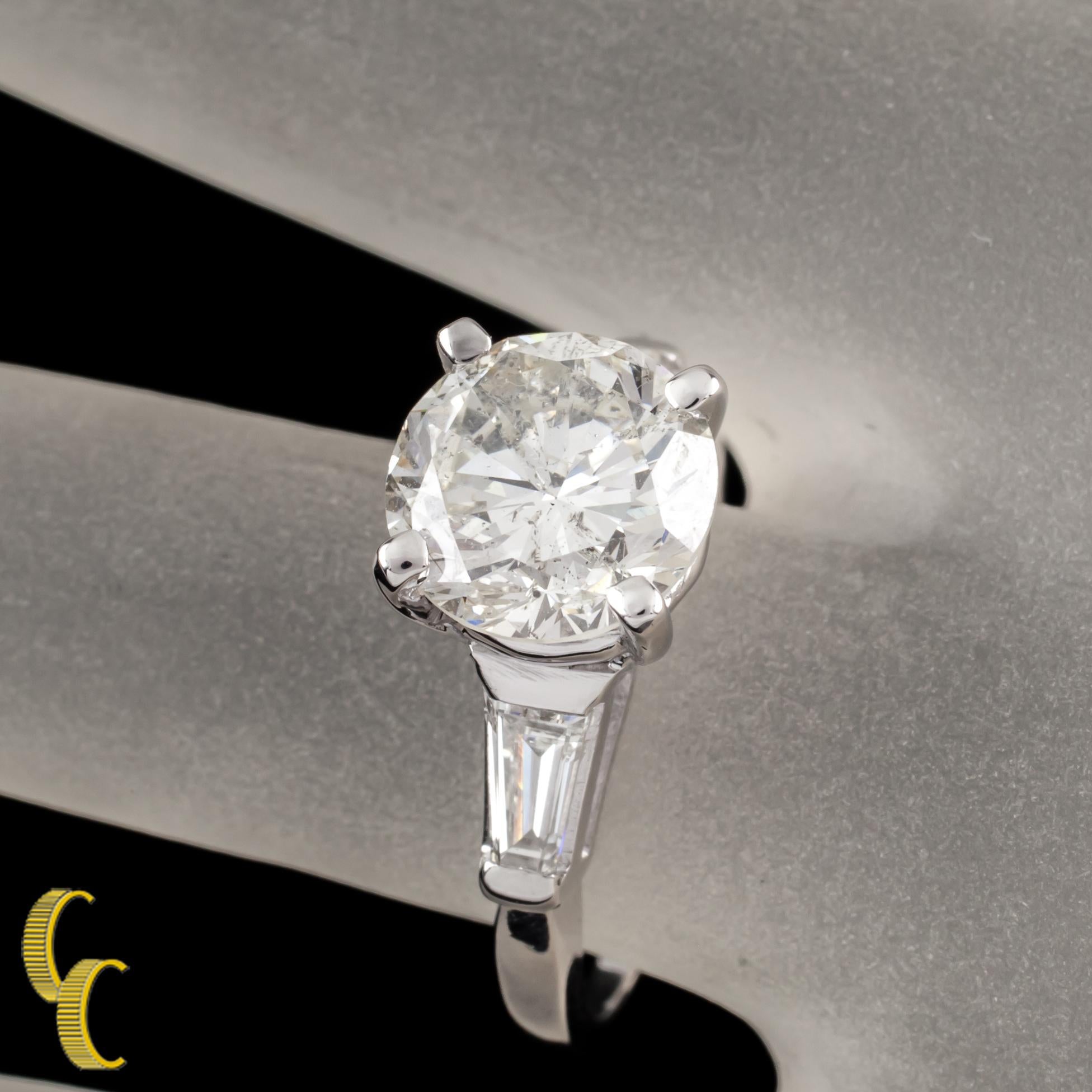 Round Cut 3.00 Carat Round Brilliant Diamond 18 Karat White Gold Engagement Ring