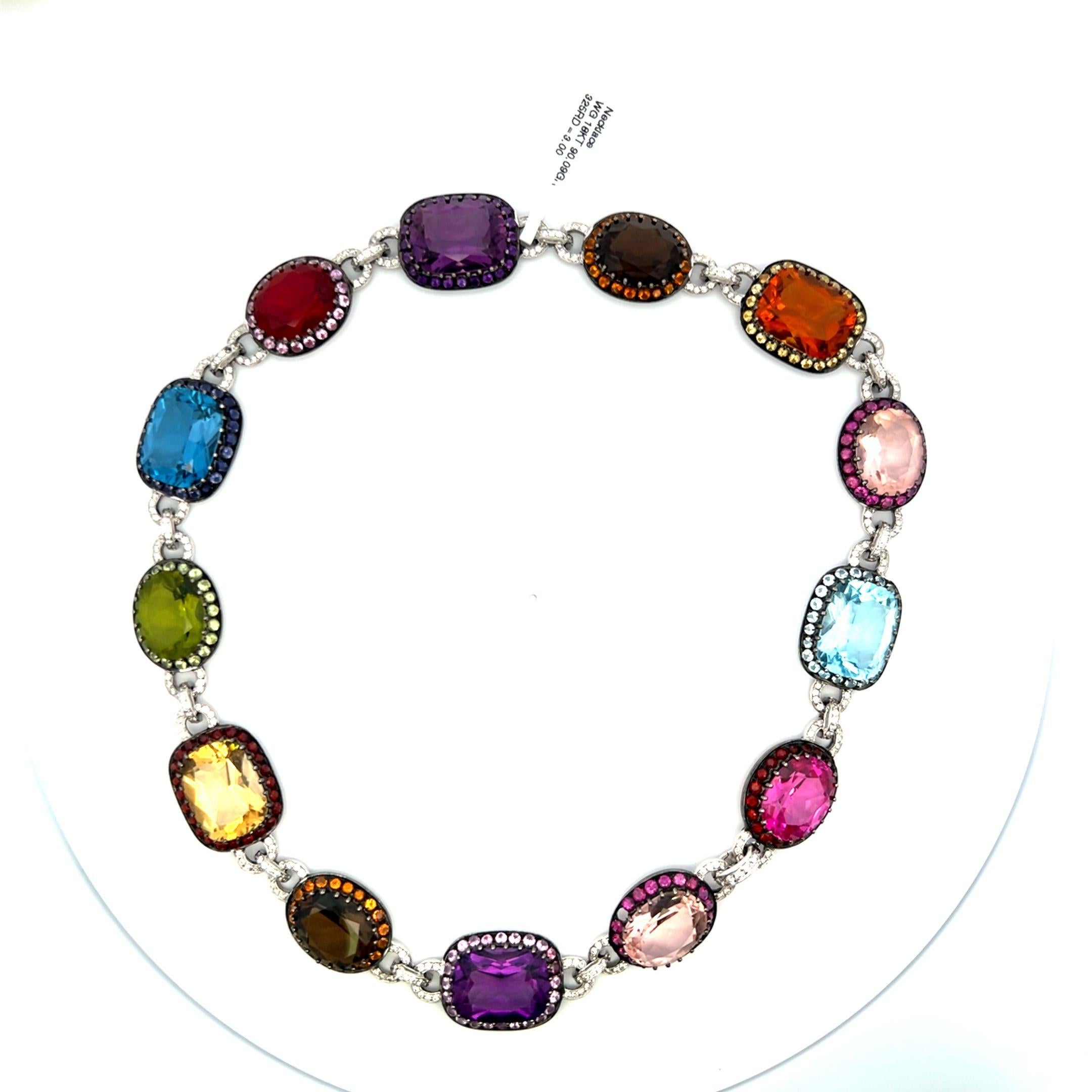 Brilliant Cut 3.00 Carat Round Brilliant Diamond 18K White Gold Gems Stone Necklace For Sale