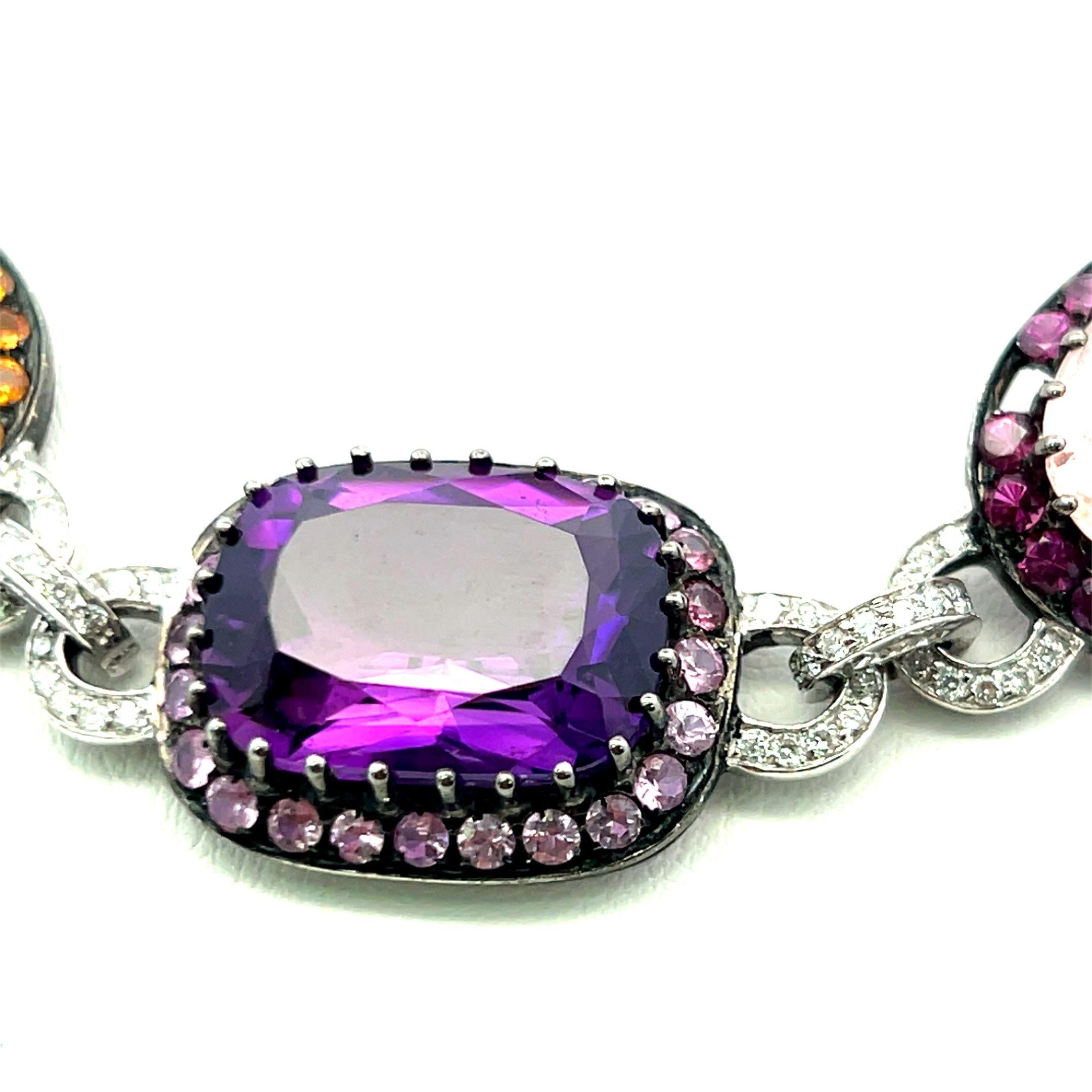 Women's 3.00 Carat Round Brilliant Diamond 18K White Gold Gems Stone Necklace For Sale